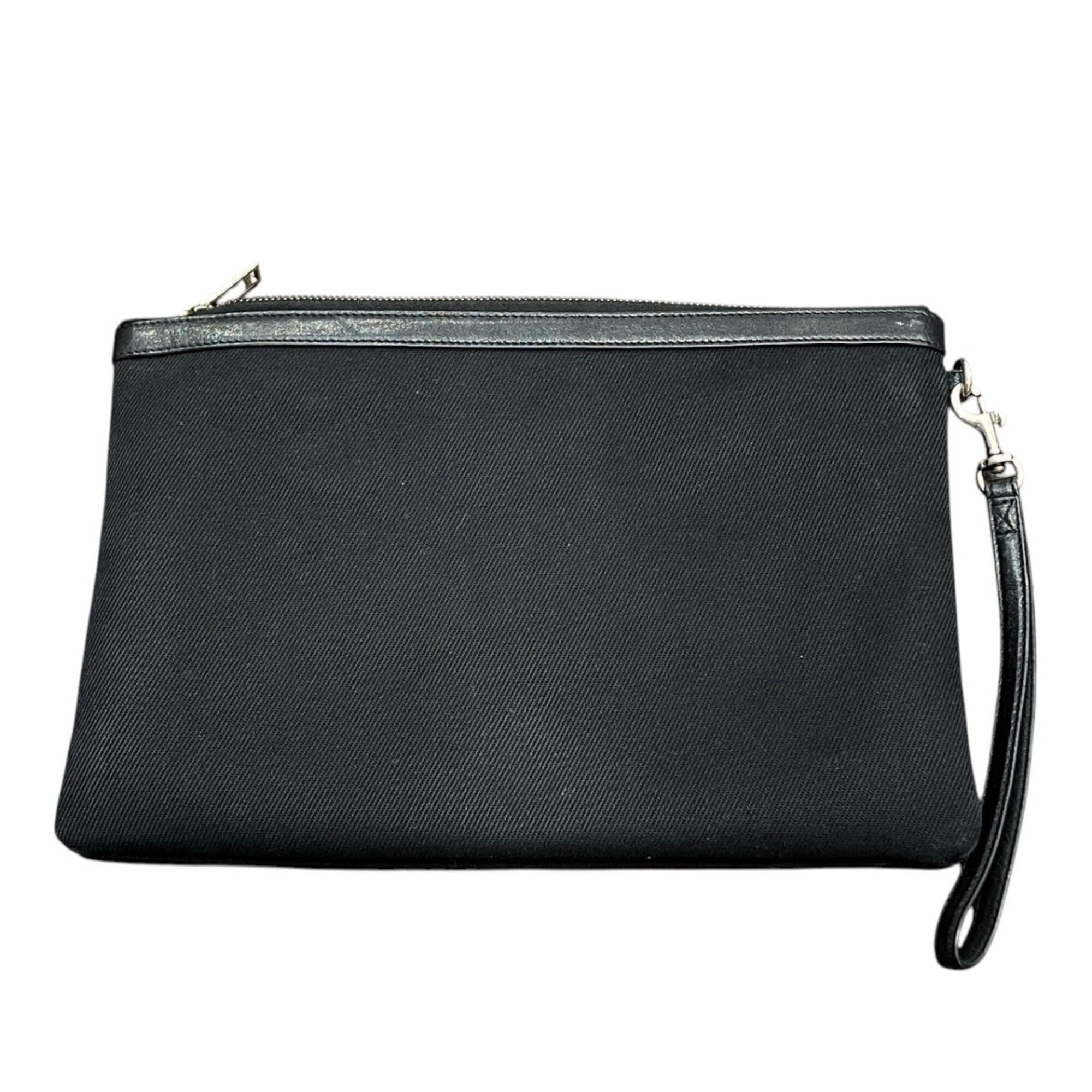 Yves Saint Laurent Black Canvas Leather Clutch Bag (Pre-Owned)