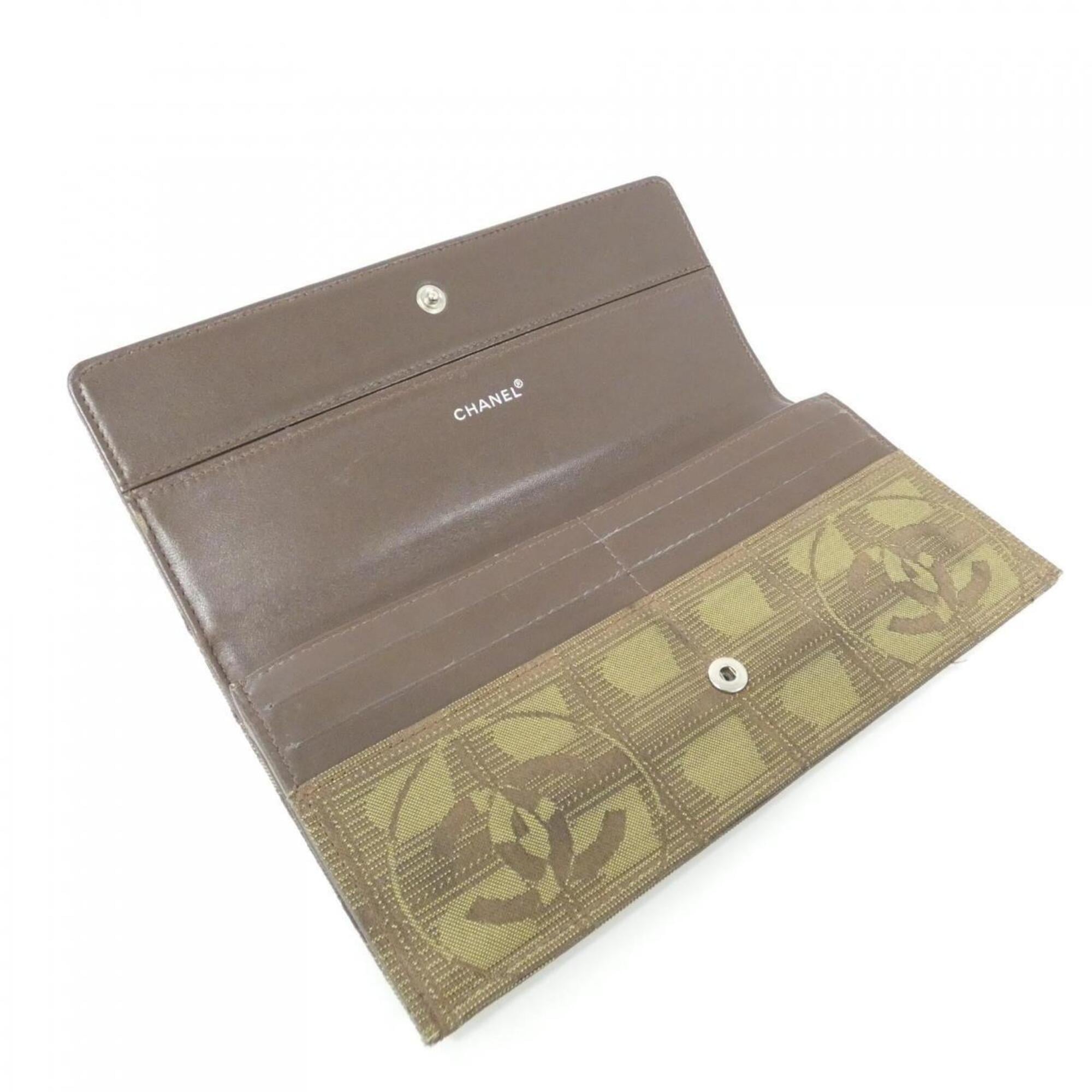 Chanel Khaki Travel Line Long Wallet (Bi-Fold) (Pre-Owned)