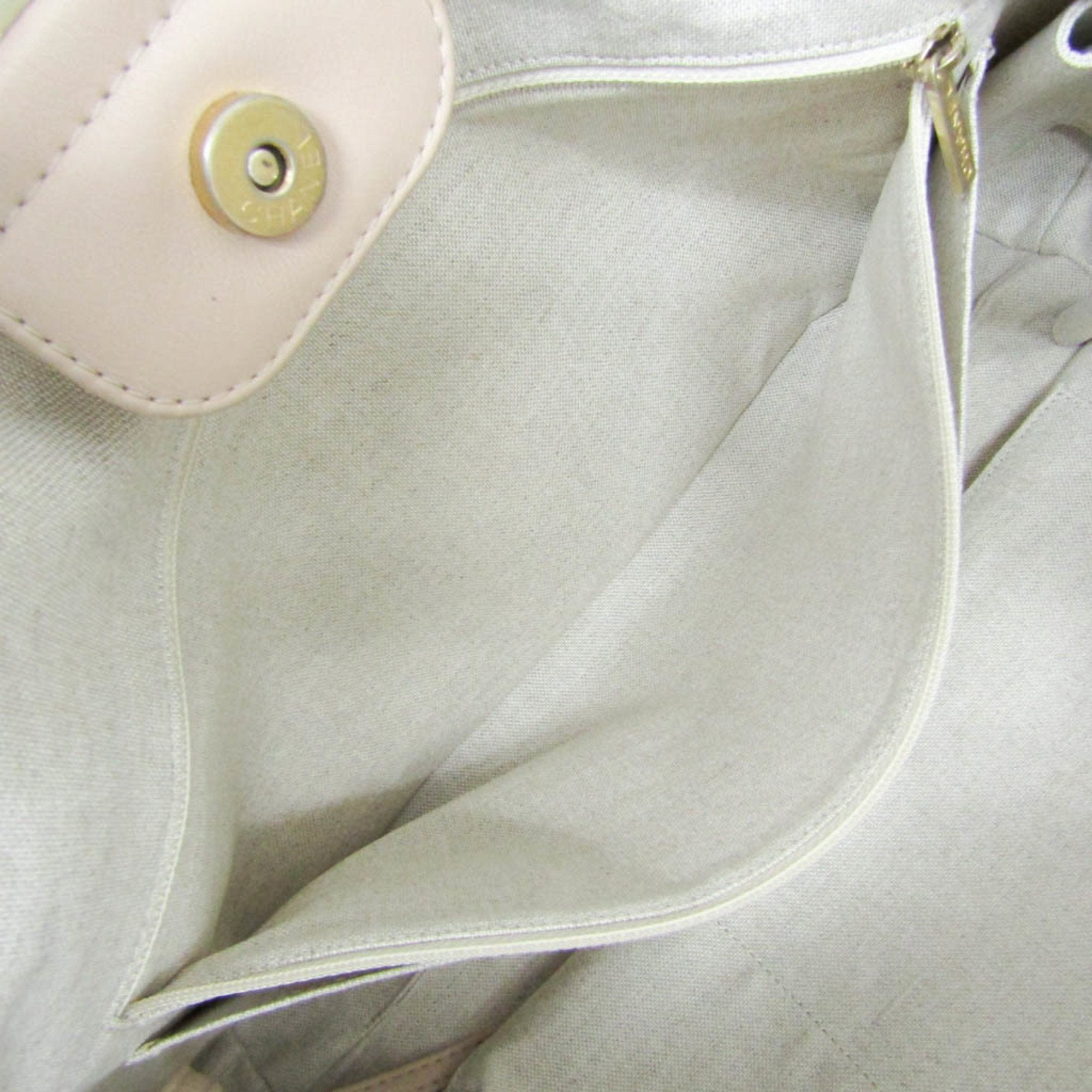 Chanel Multi-Color Pink Beige Canvas Leather Handbag Tote Bag (Pre-Owned)