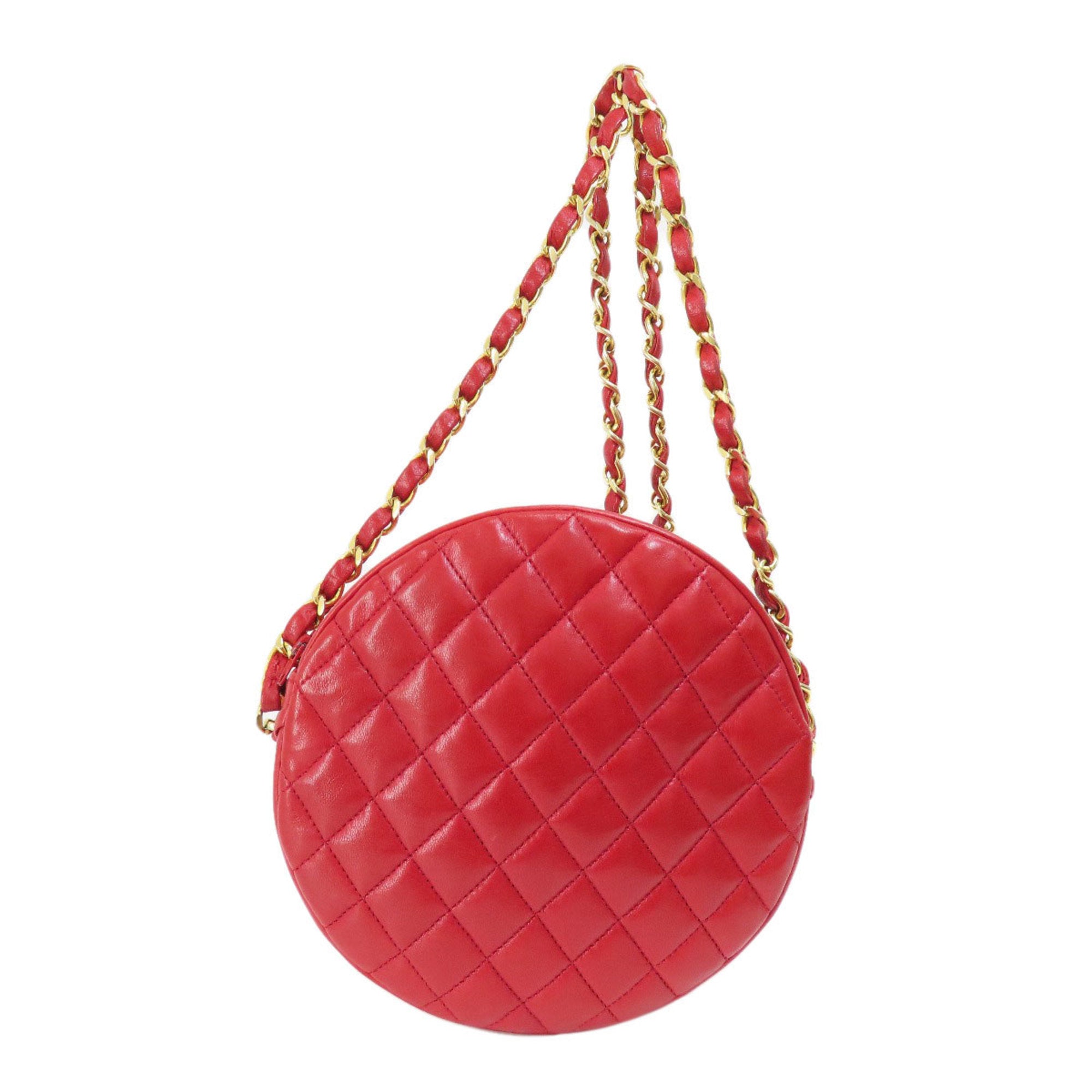 Chanel Red Color Leather Shoulder Bag (Pre-Owned)