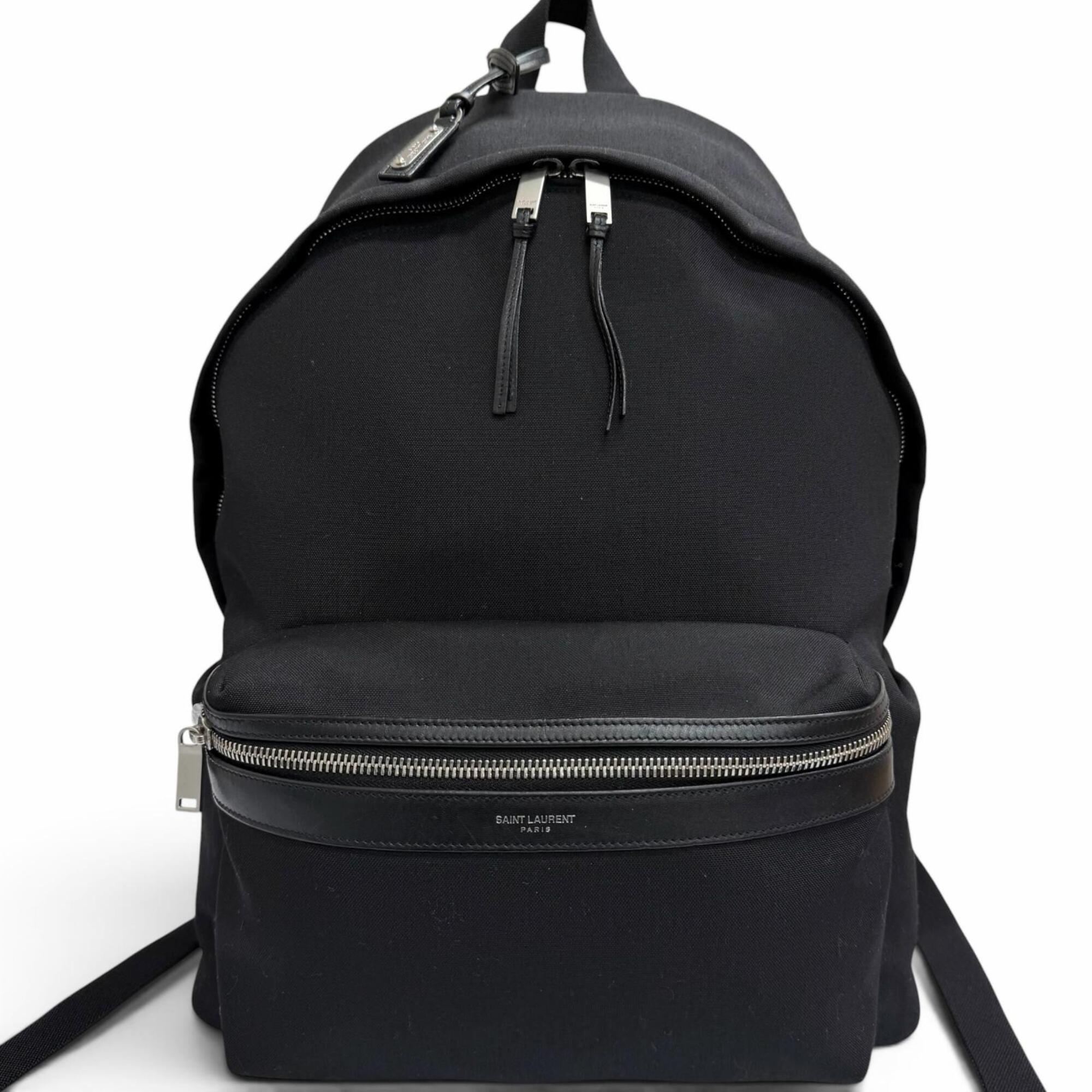 Saint Laurent Black Canvas Leather Backpack (Pre-Owned)