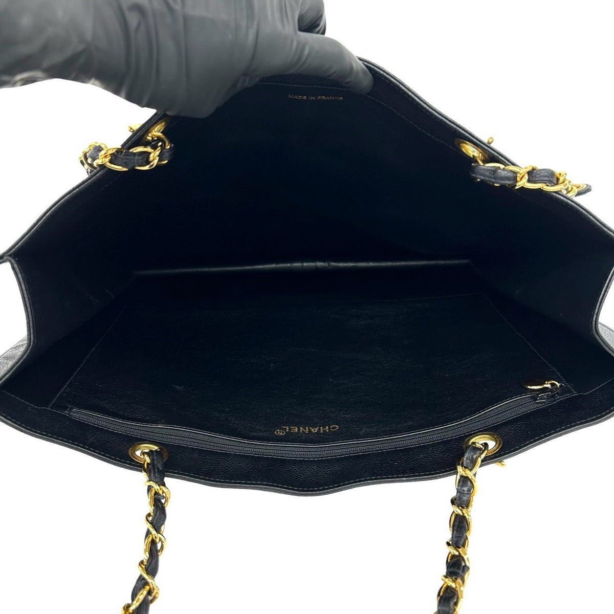Chanel Black Grained Calfskin Shoulder Bag Tote Bag (Pre-Owned)