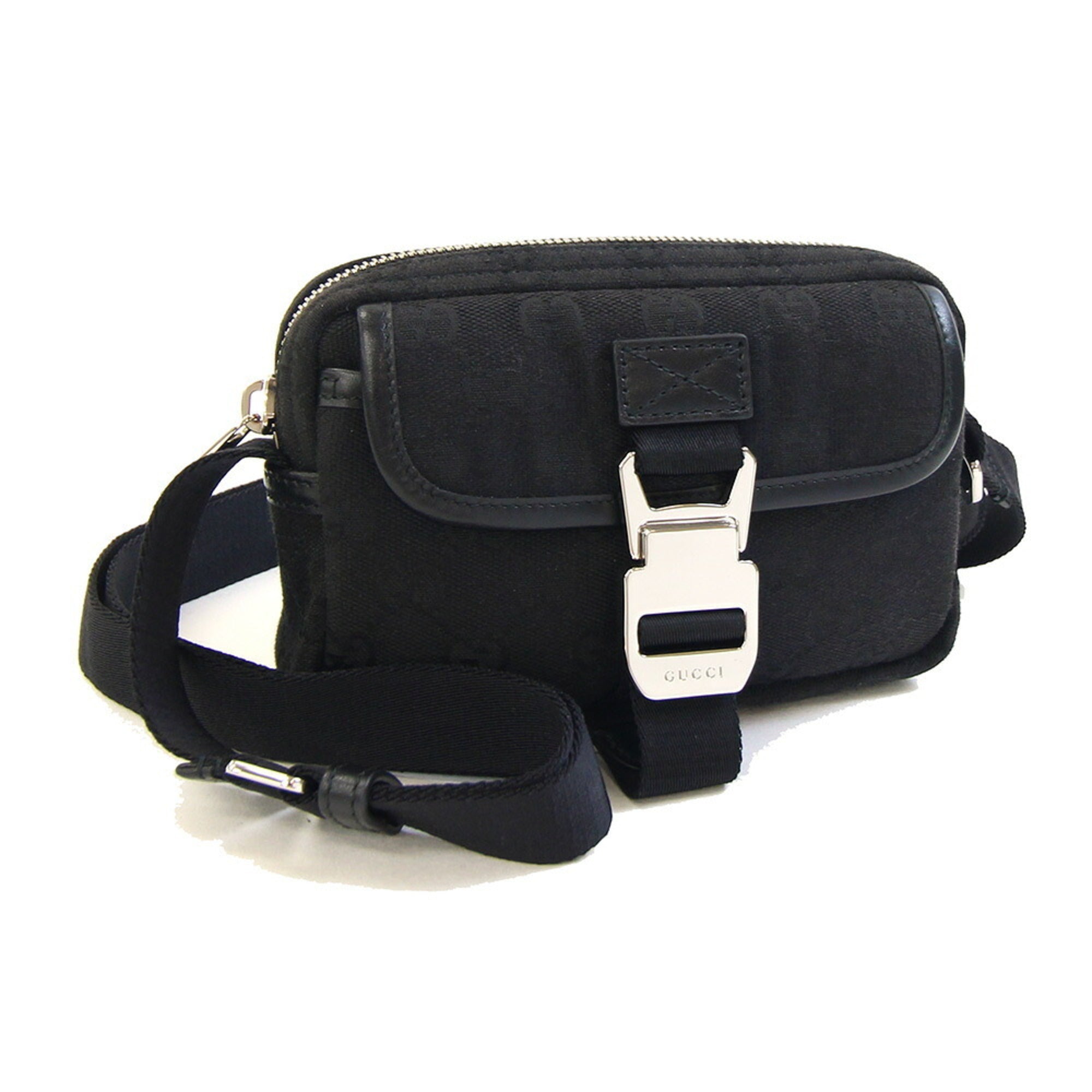 Gucci Black Canvas Leather Pochette Shoulder Bag (Pre-Owned)
