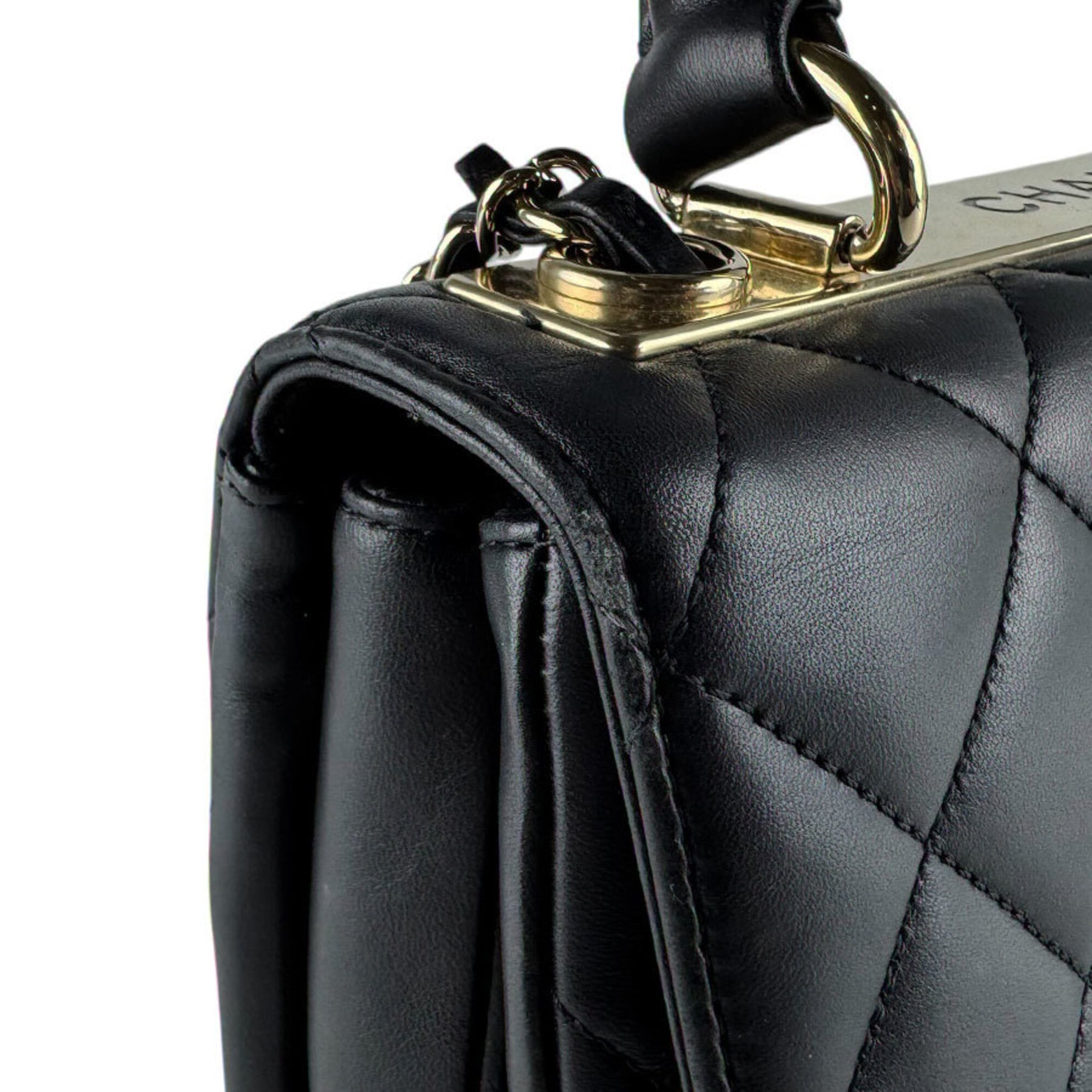 Chanel Black Leather Handbag Shoulder Bag (Pre-Owned)