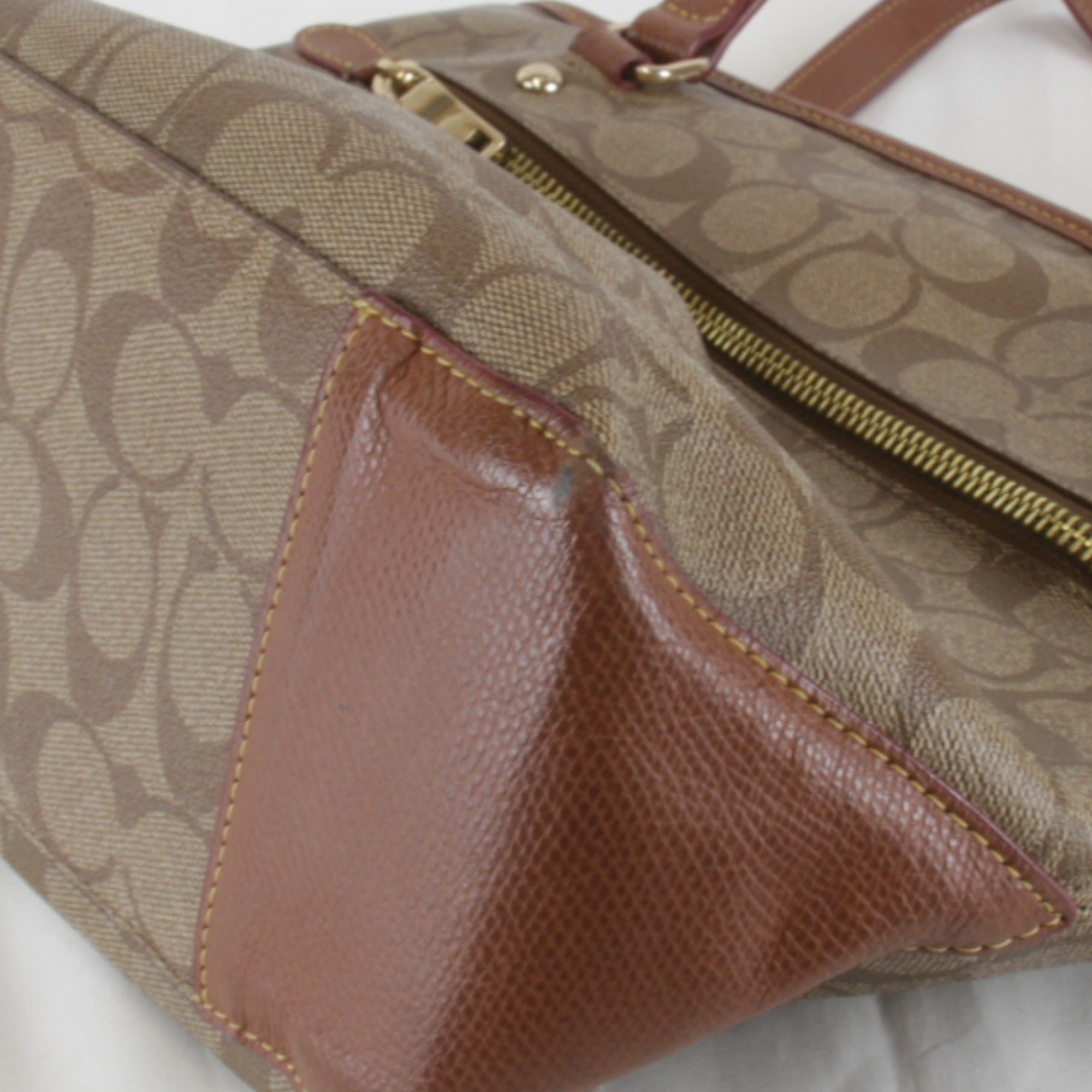 Coach Brown Pvc Leather Tote Bag (Pre-Owned)