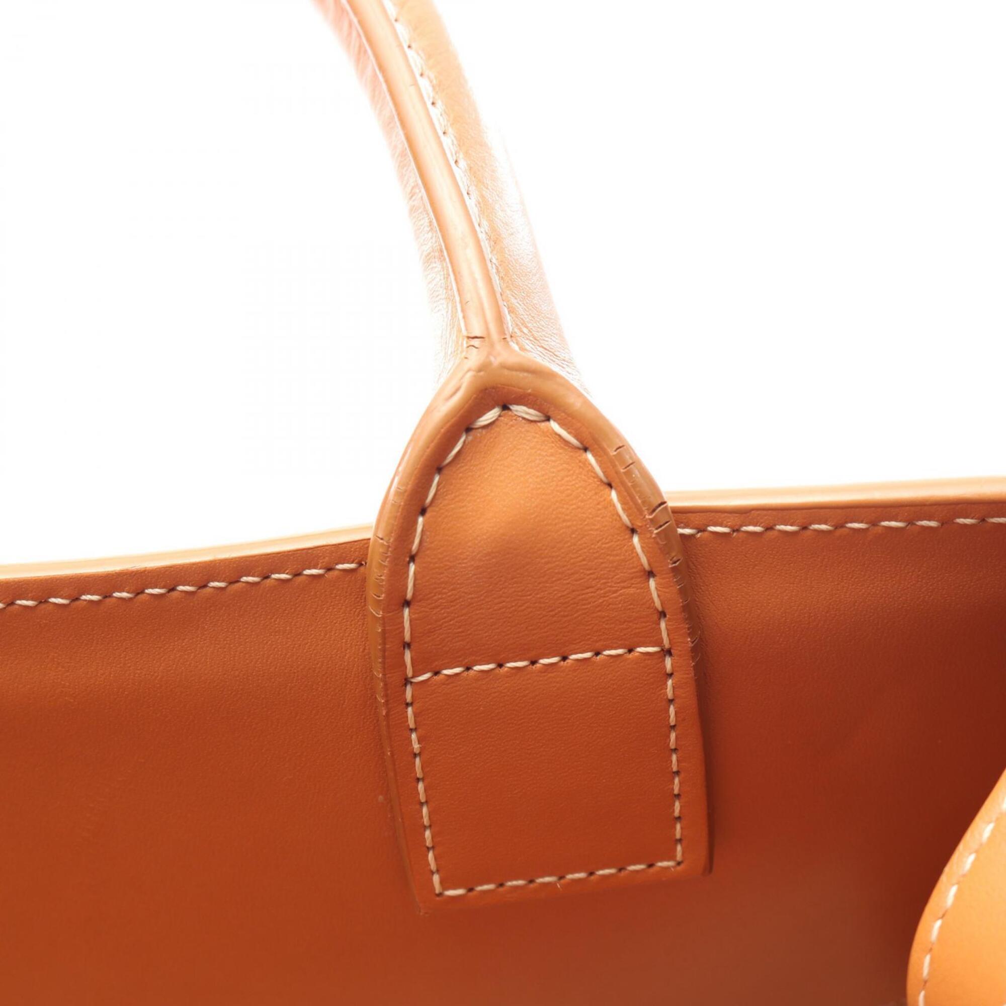 Celine Brown Ivory Canvas Leather Handbag Tote Bag (Pre-Owned)