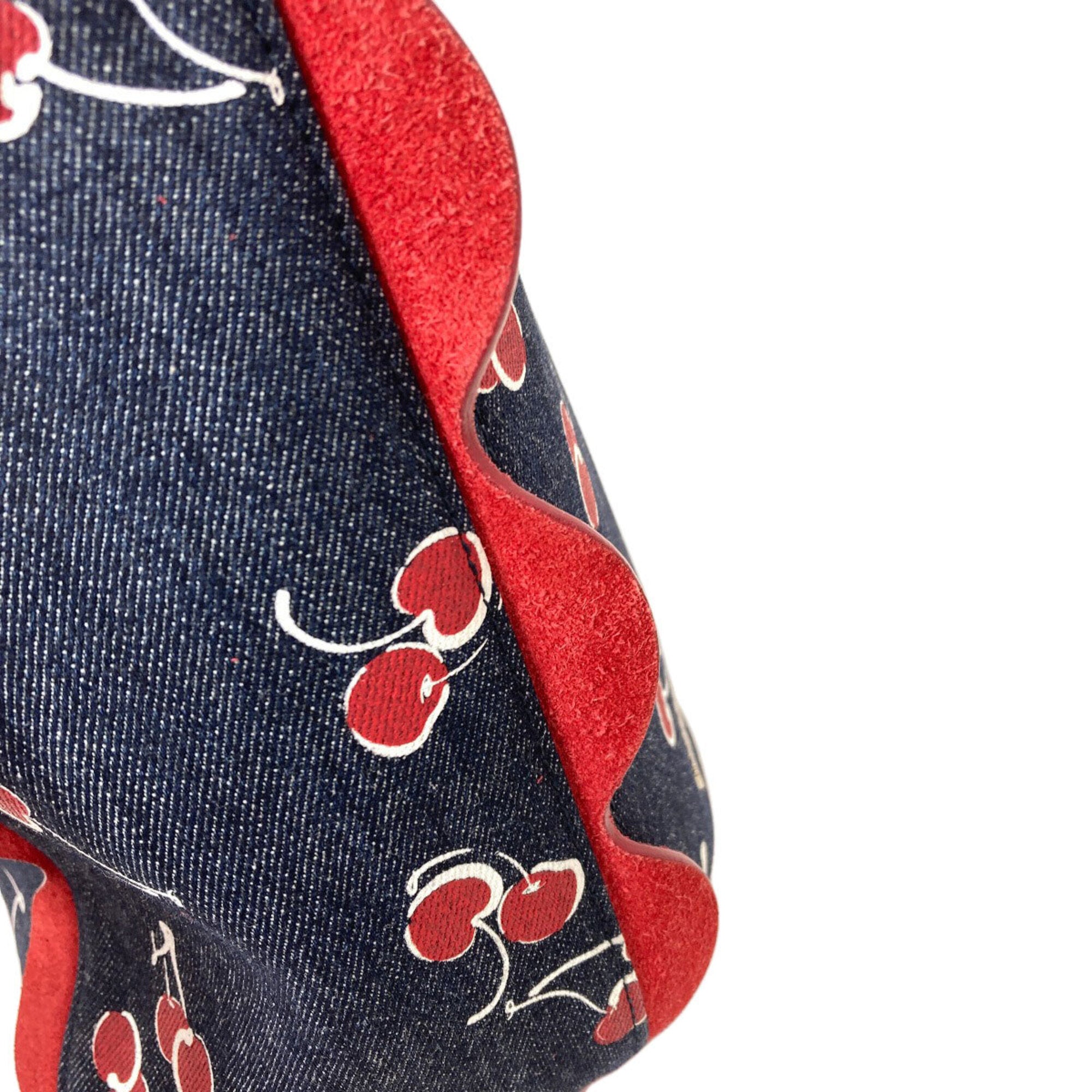 Miu Miu Blue Red Color Denim Pouch Shoulder Bag (Pre-Owned)