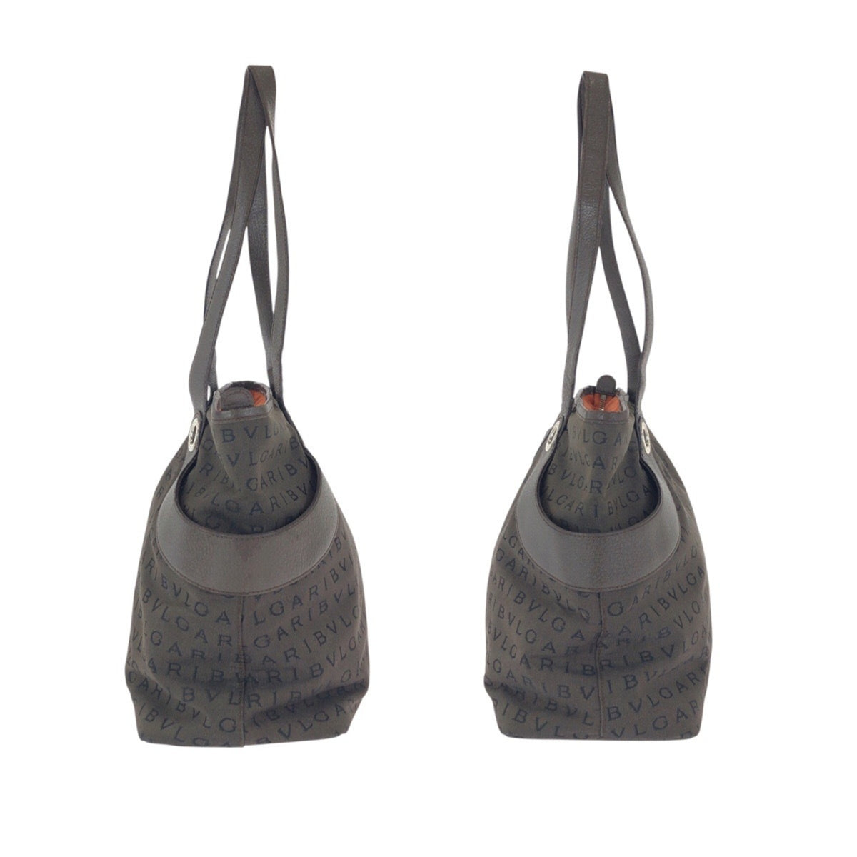 Bvlgari Dark Brown Canvas Leather Shoulder Bag Tote Bag (Pre-Owned)