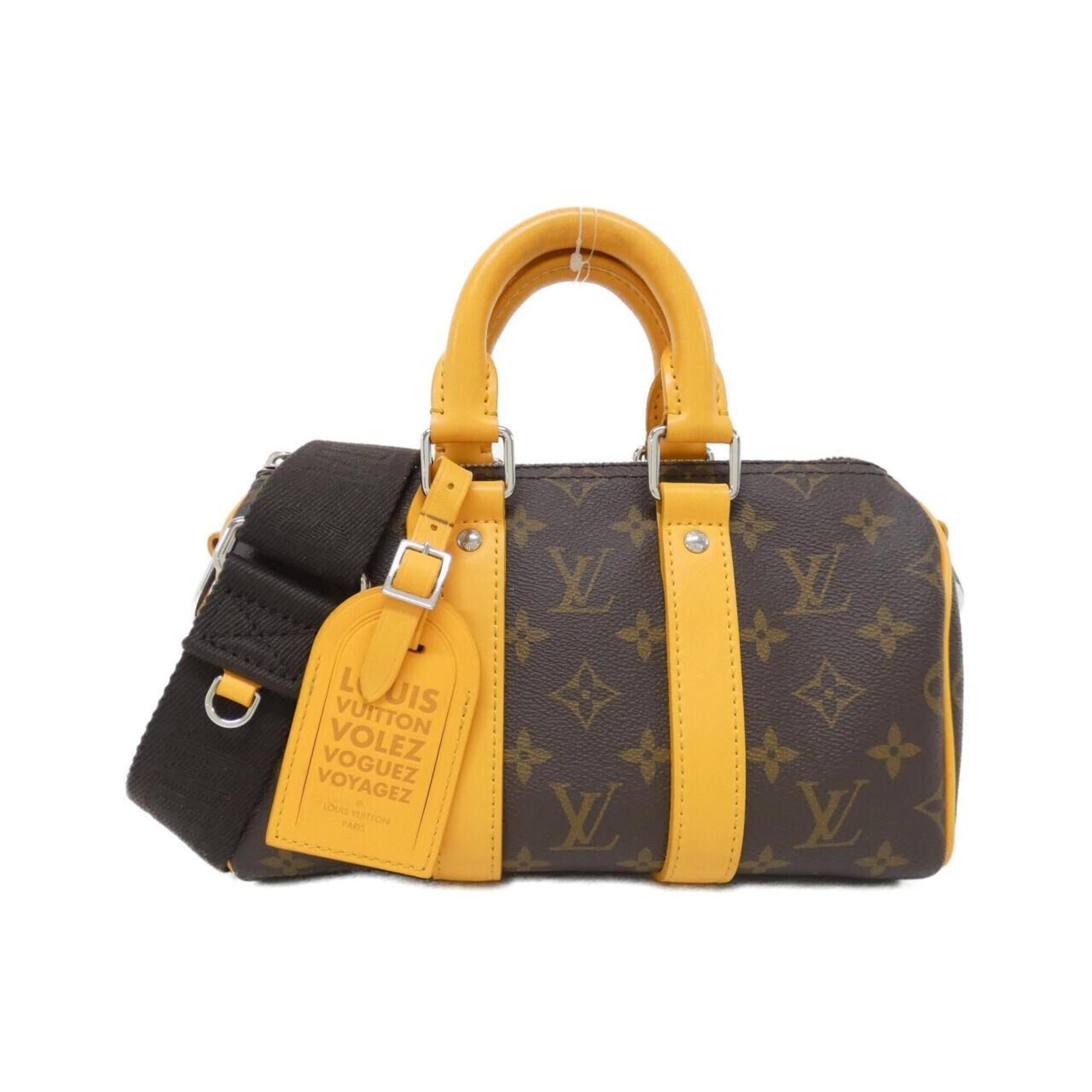 Louis Vuitton Brown Saffron Yellow Coated Canvas Boston Bag (Pre-Owned)