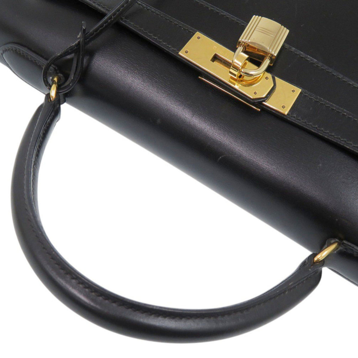 Hermes Black Box Calf Leather Handbag (Pre-Owned)