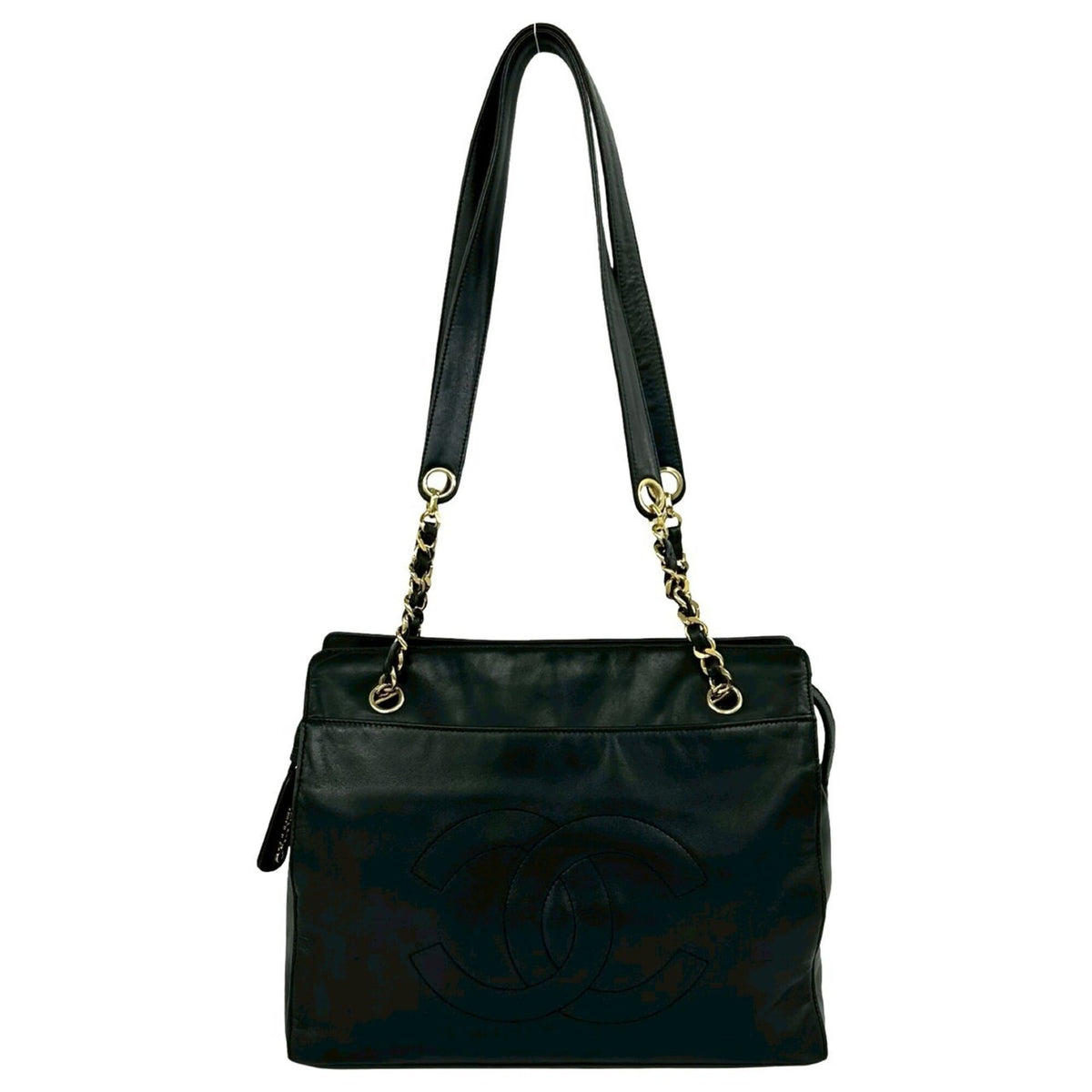 Chanel Black Leather Shoulder Bag Tote Bag (Pre-Owned)