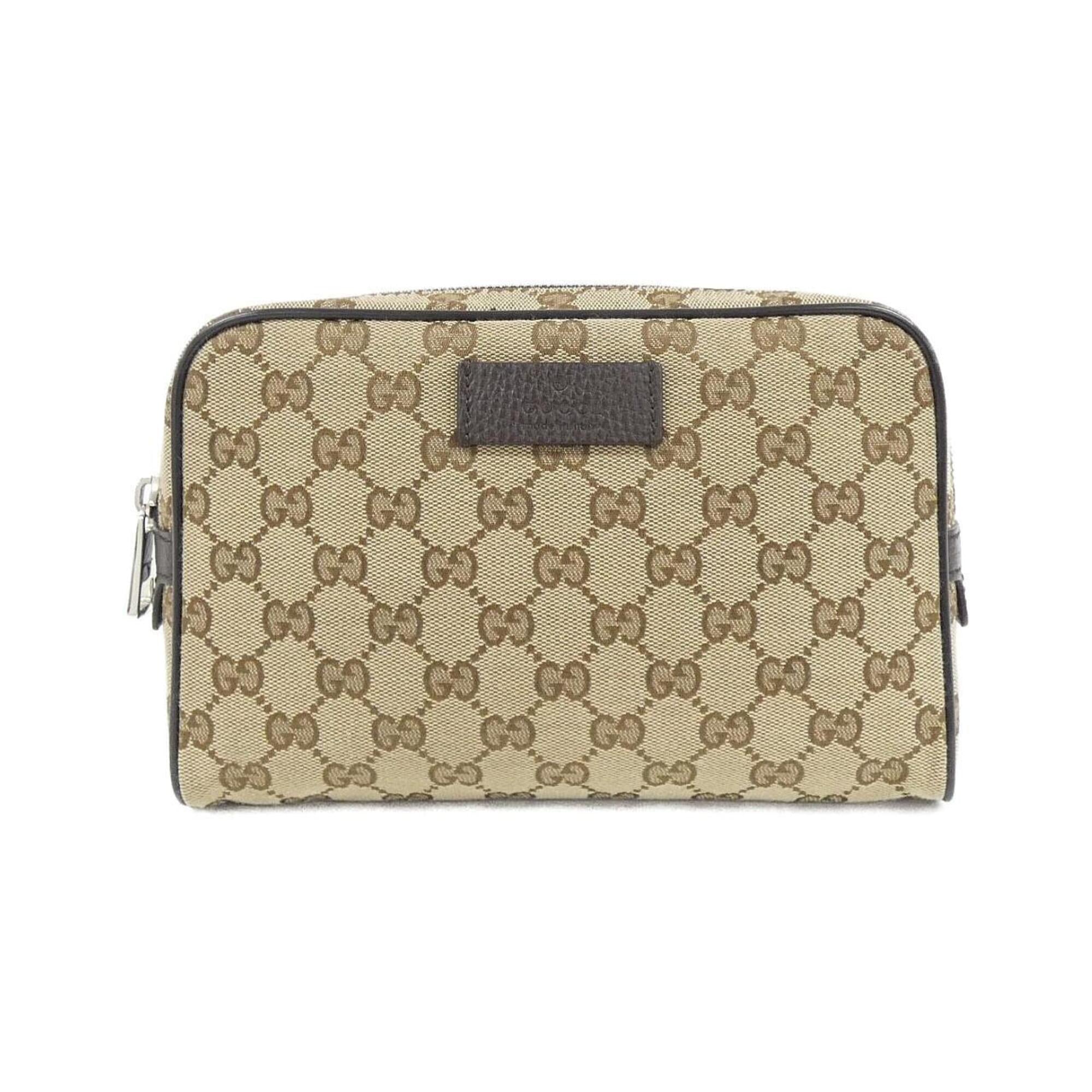 Gucci Gg Canvas Beige Brown Gg Canvas Leather Fanny Pack (Pre-Owned)