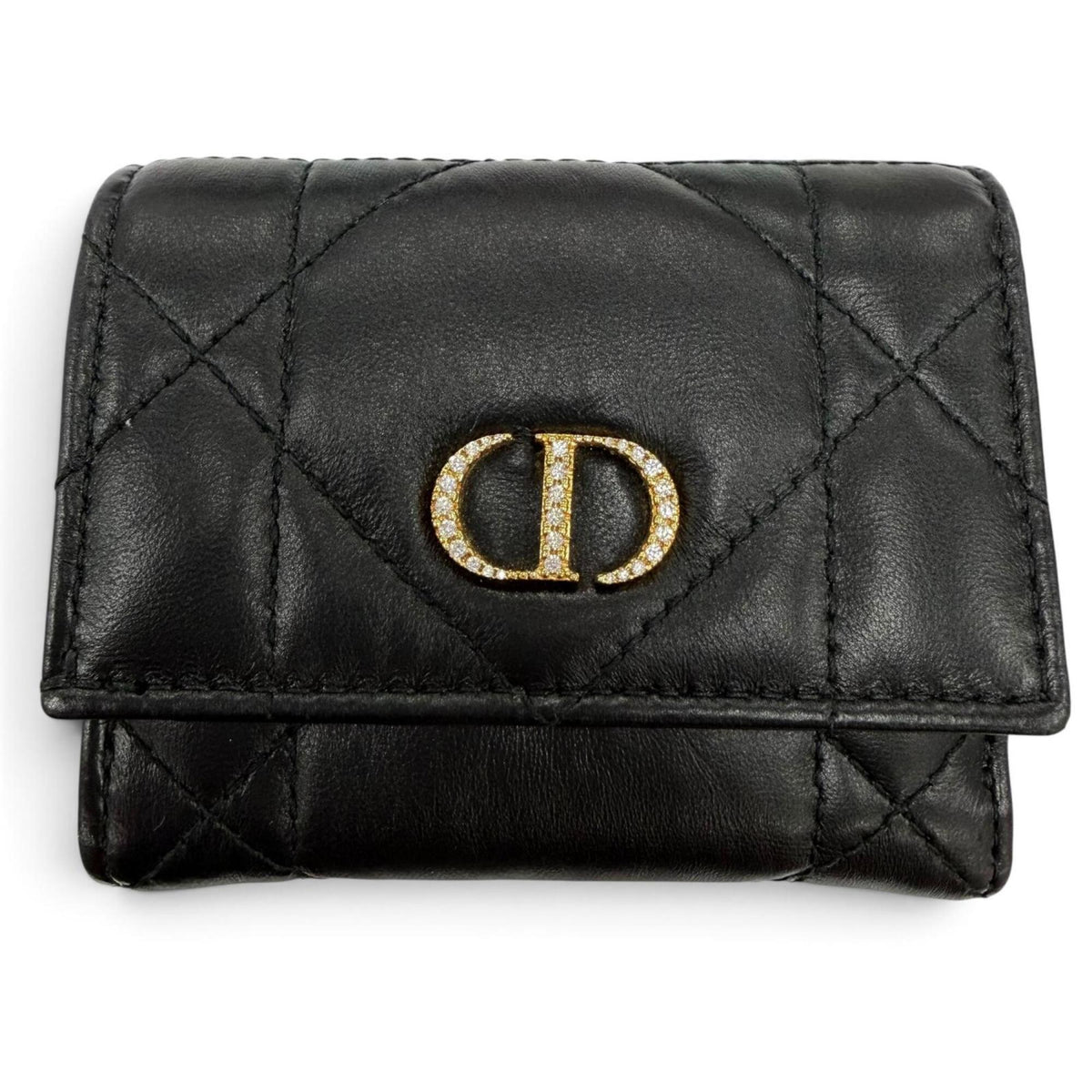 Christian Dior Black Leather Wallet (Tri-Fold) (Pre-Owned)