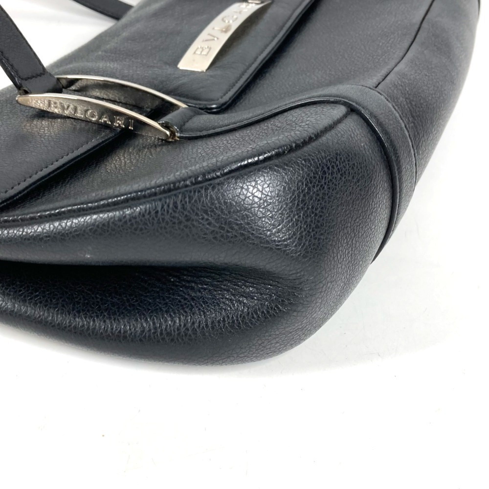Bvlgari Black Leather Shoulder Bag Tote Bag (Pre-Owned)