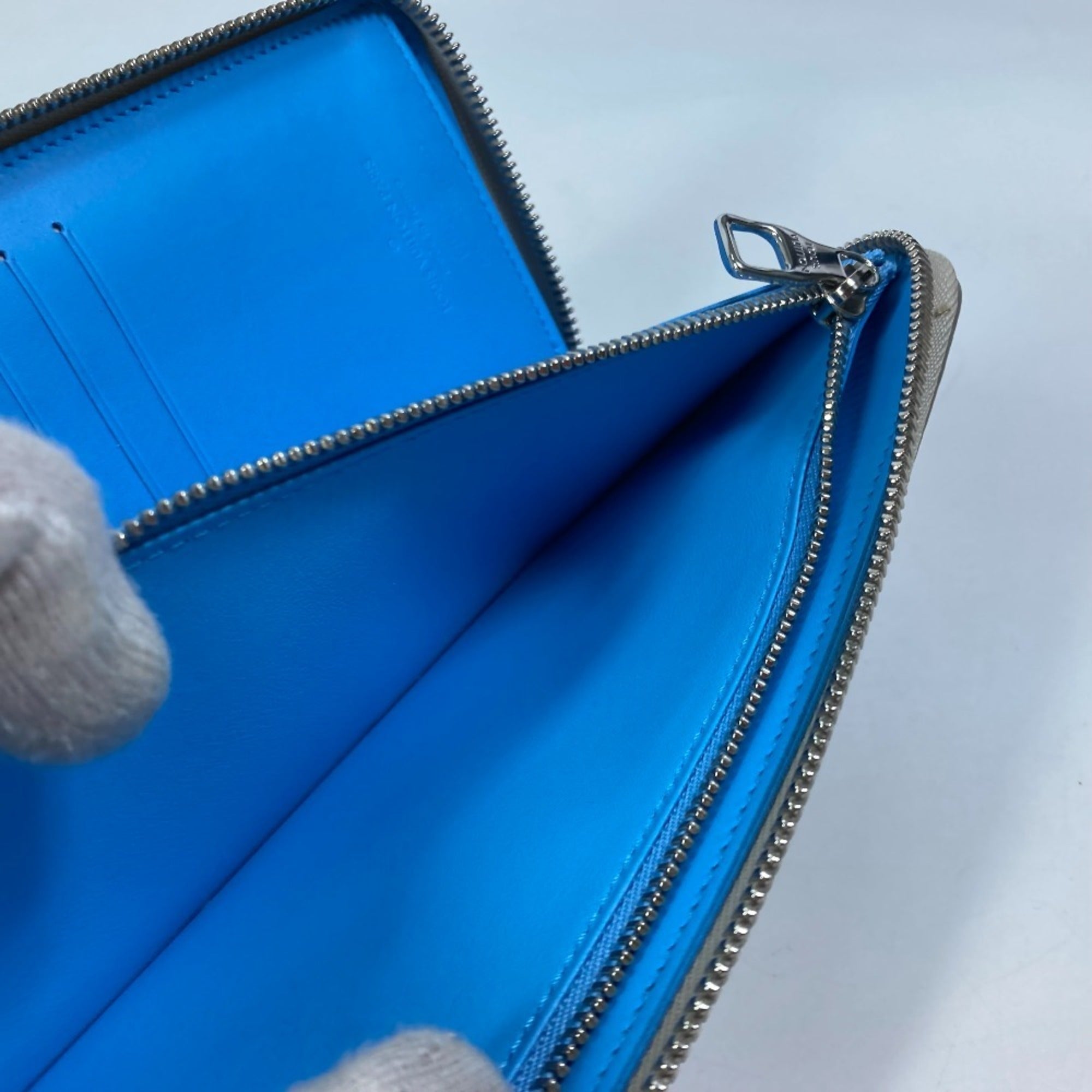 Louis Vuitton Blue Gray Leather Long Wallet (Bi-Fold) (Pre-Owned)