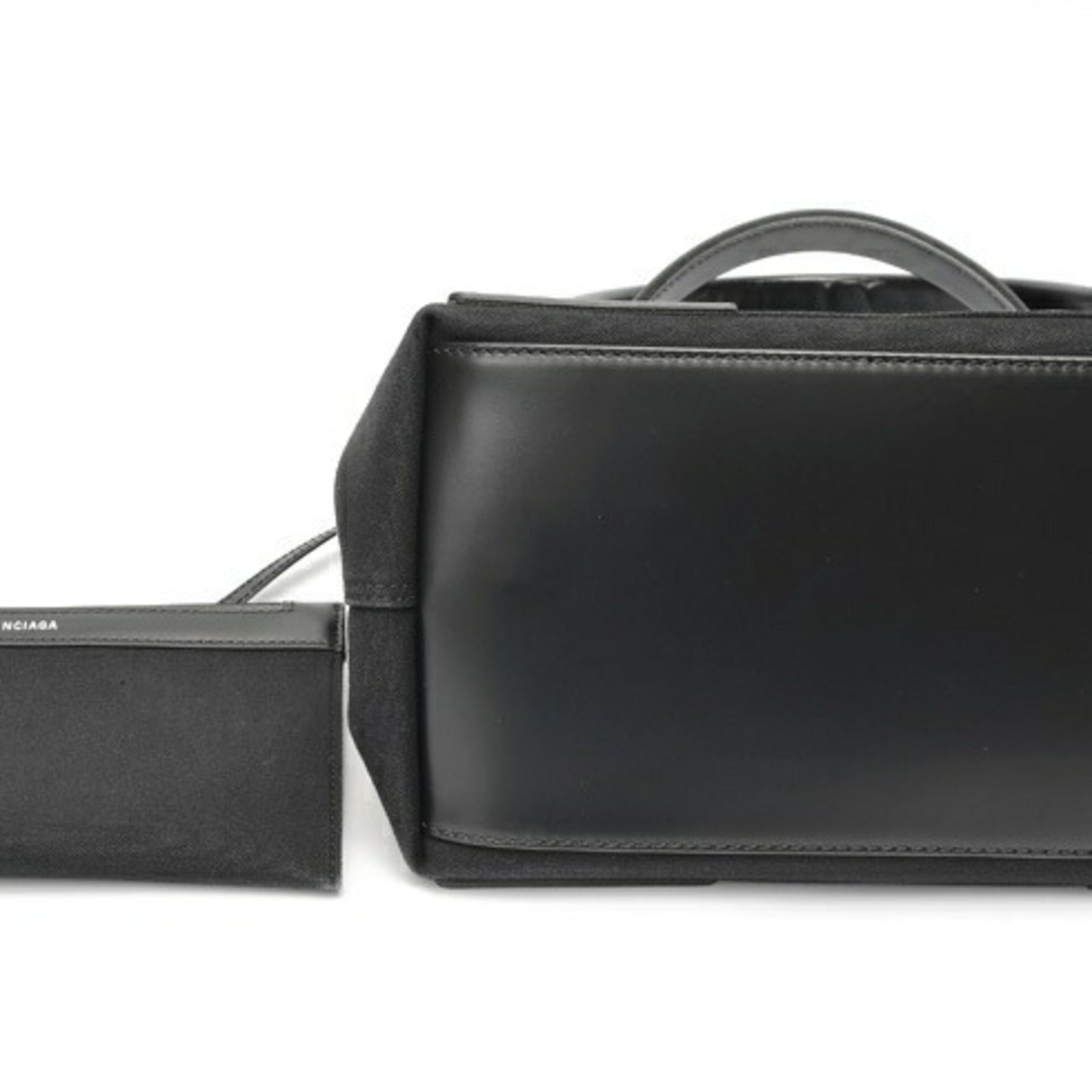 Balenciaga Black Canvas Leather Tote Bag (Pre-Owned)