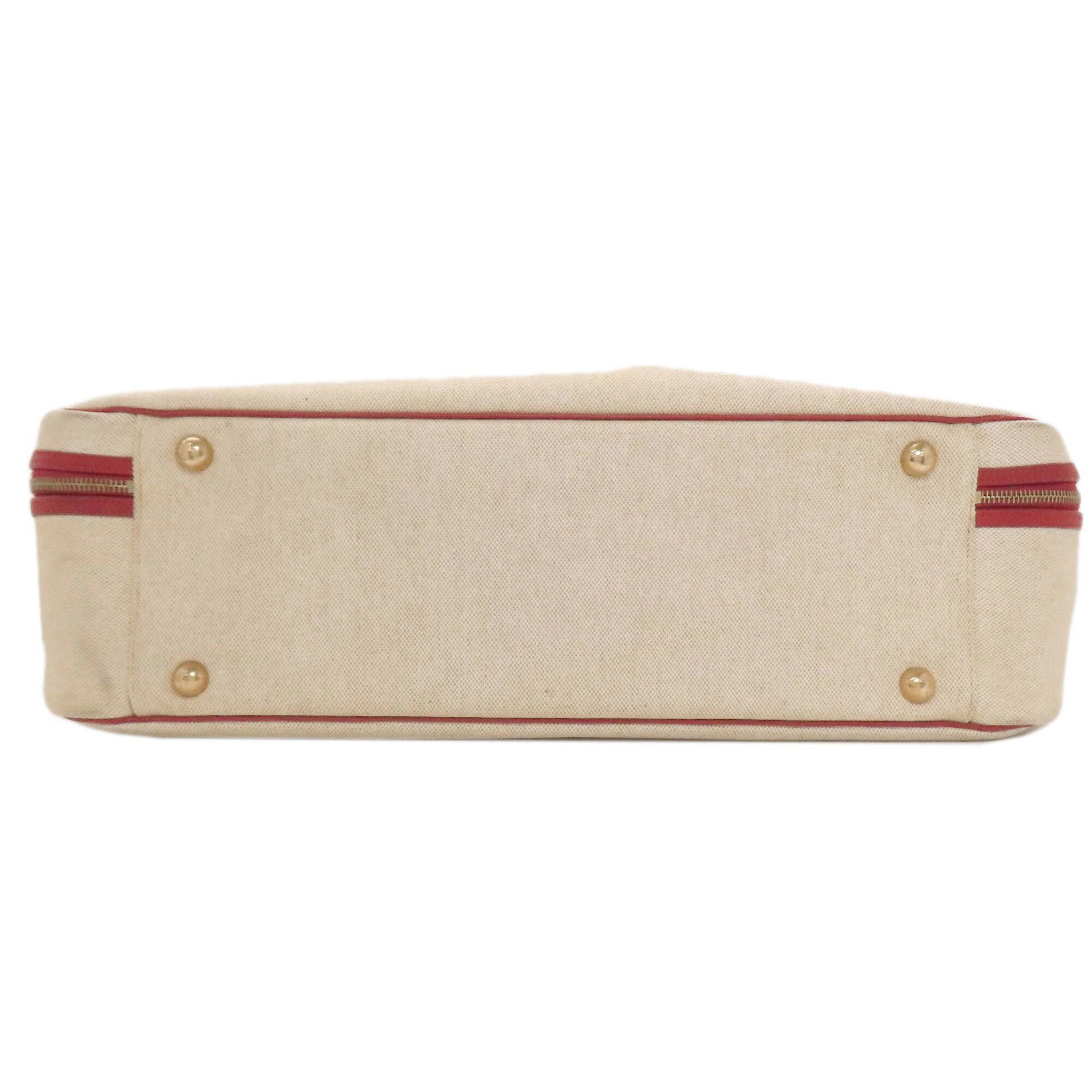 Hermes Natural Red Color Toile H Taurillon Clemence Leather Boston Bag (Pre-Owned)