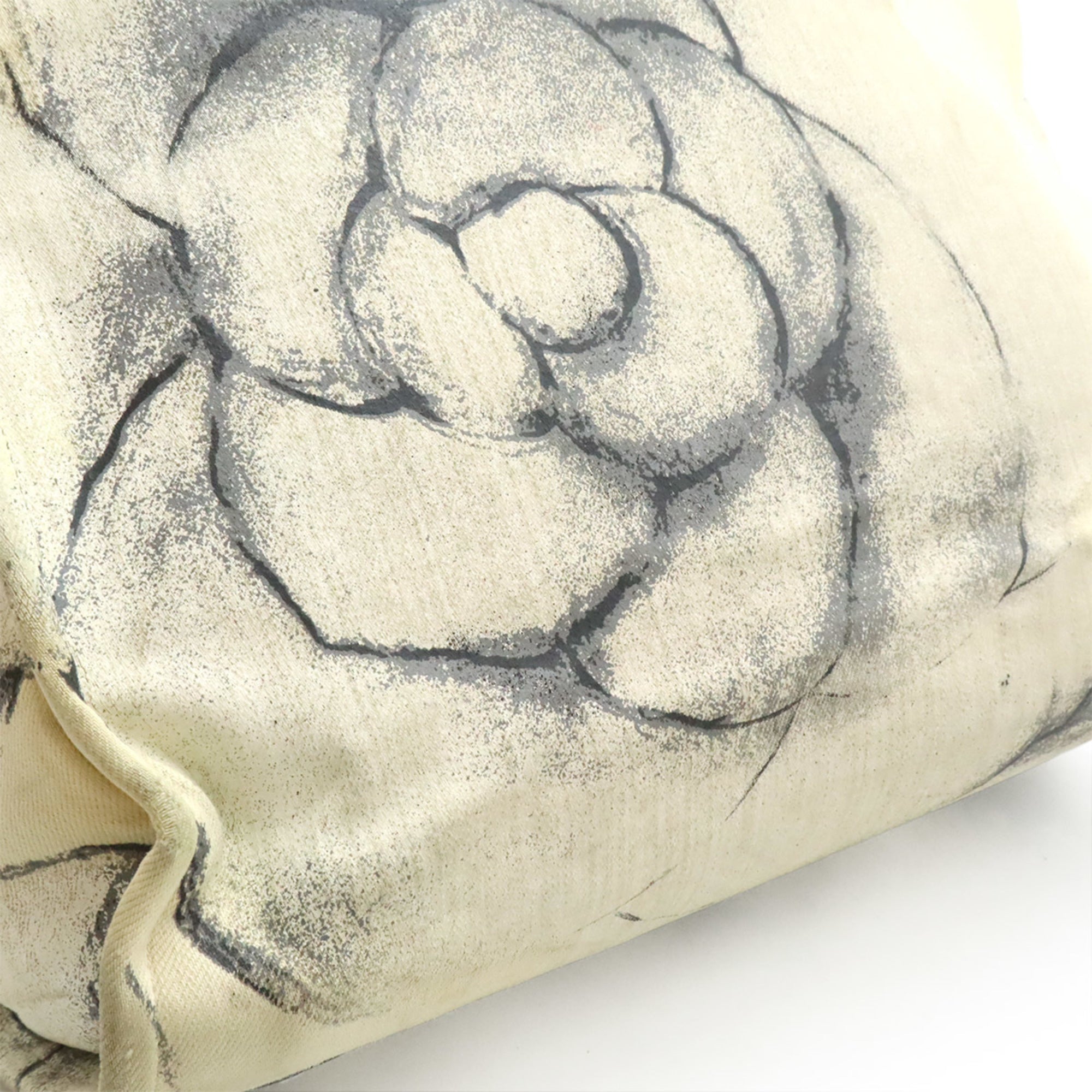 Chanel Black Off-White White Canvas Leather Shoulder Bag Tote Bag (Pre-Owned)