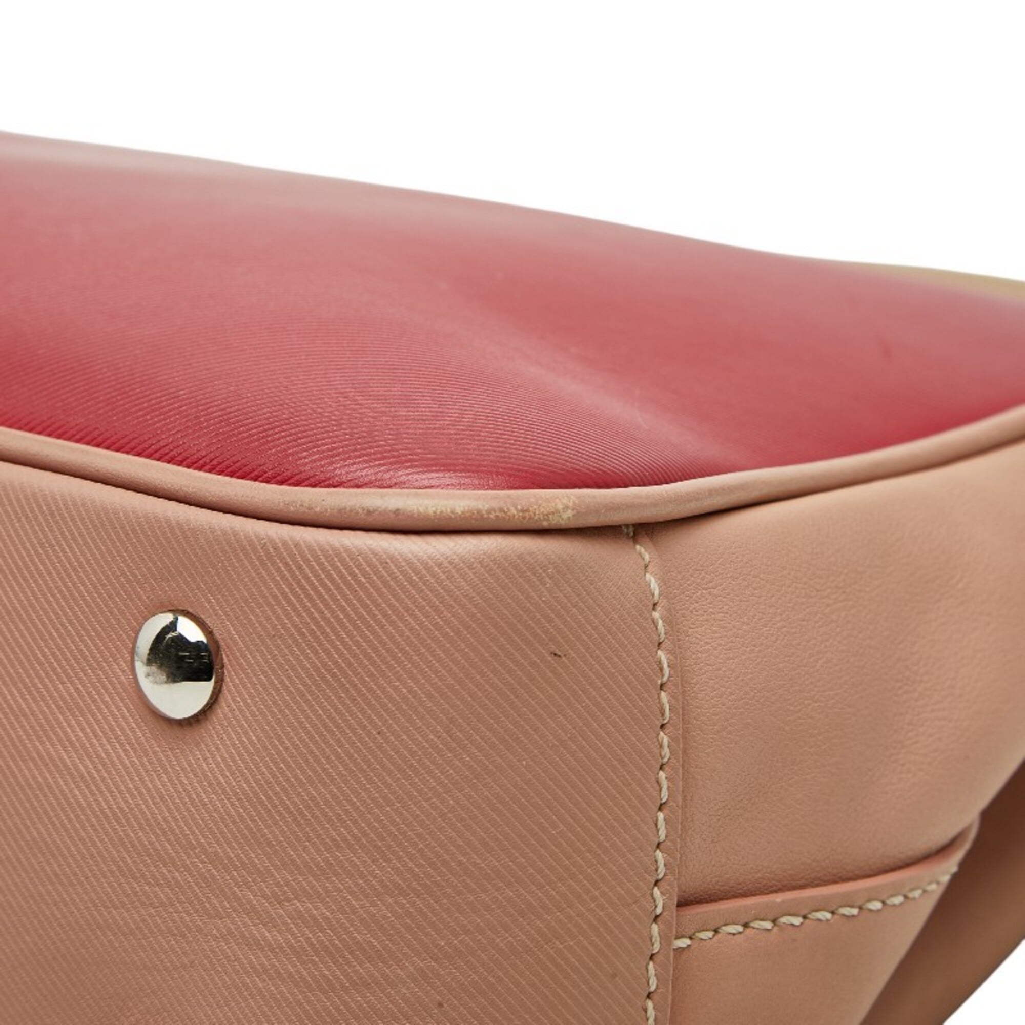 Burberry Pink Red Leather Handbag Shoulder Bag (Pre-Owned)
