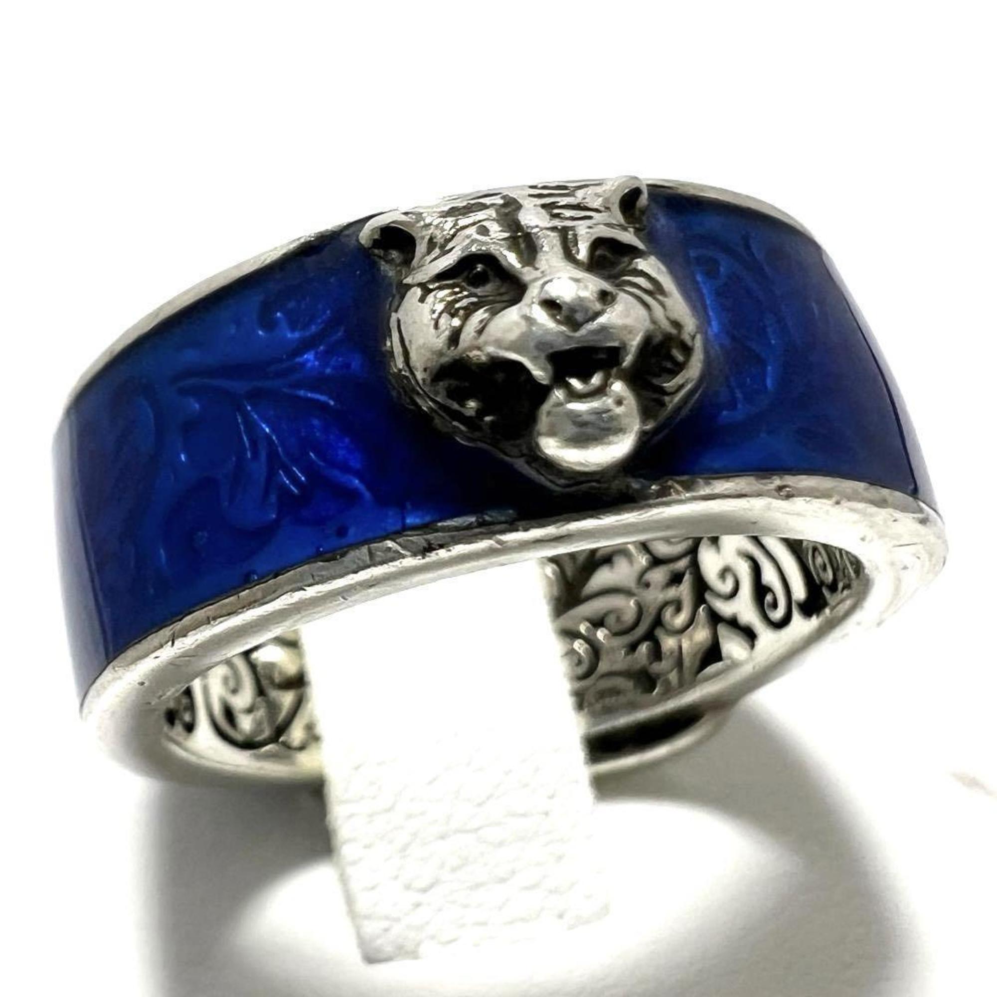 Gucci Blue Enamel Silver 925 Band Ring (Pre-Owned)