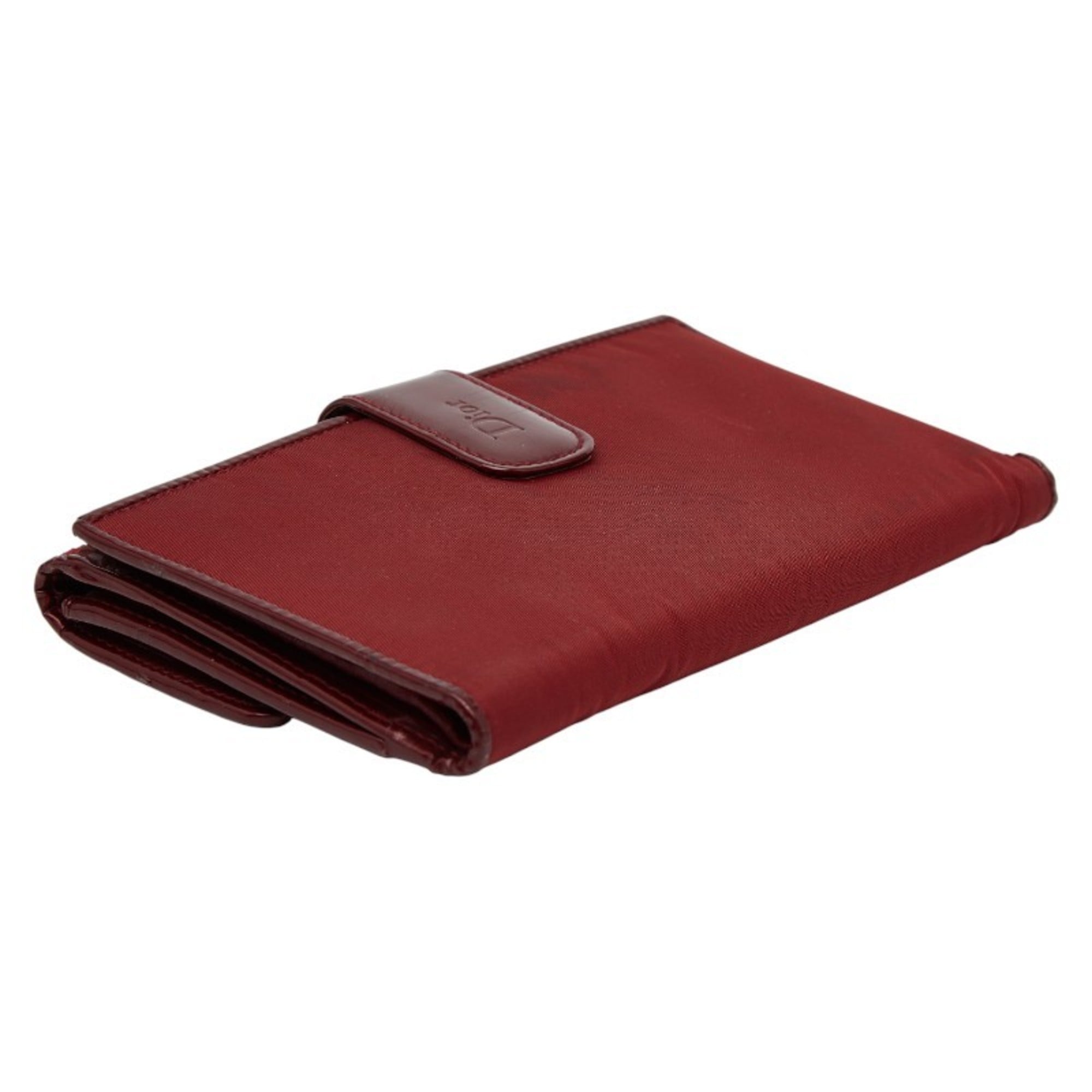 Christian Dior Red Color Nylon Leather Long Wallet (Bi-Fold) (Pre-Owned)