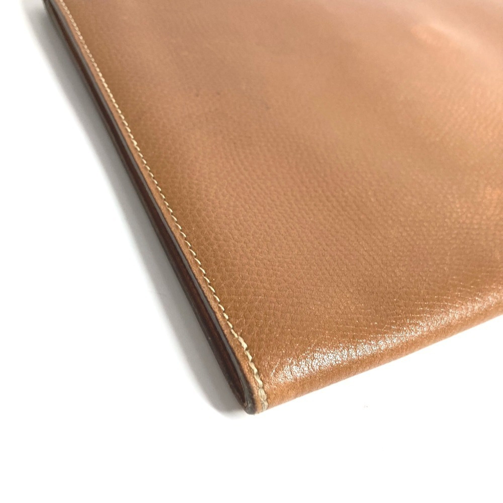 Hermes Brown Leather Clutch Bag Pochette Pouch (Pre-Owned)