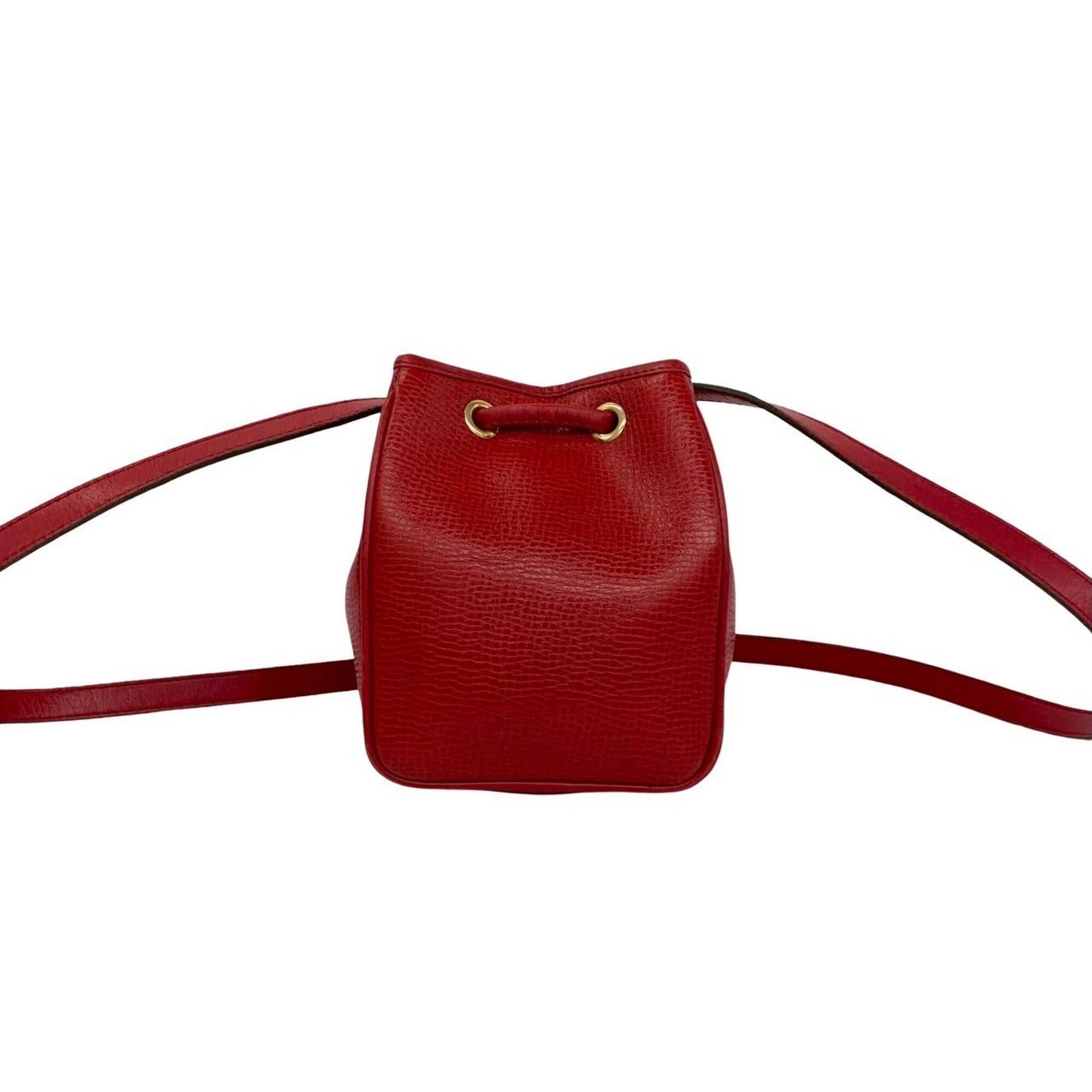 Christian Dior Red Color Leather Pochette Shoulder Bag (Pre-Owned)