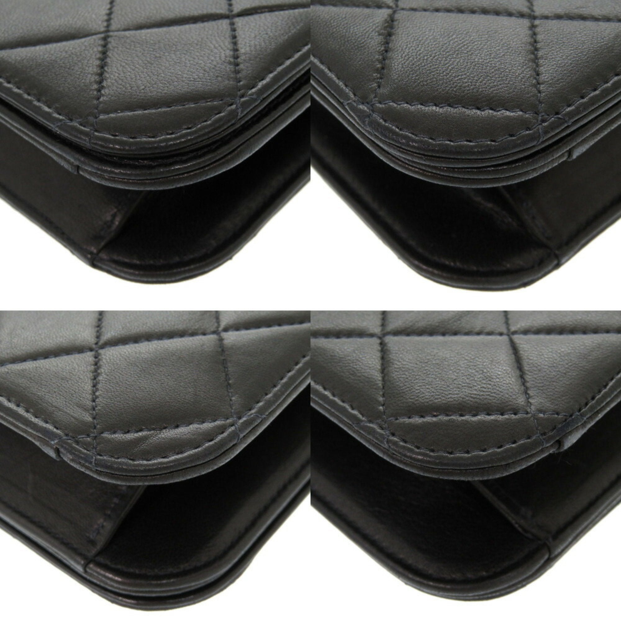Chanel Matelasse Black Leather Shoulder Bag (Pre-Owned)