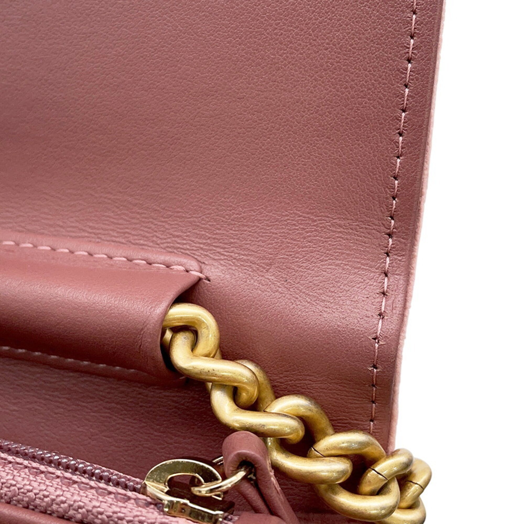 Chanel Boy Chanel Pink Velvet Chain/Shoulder Wallet (Pre-Owned)