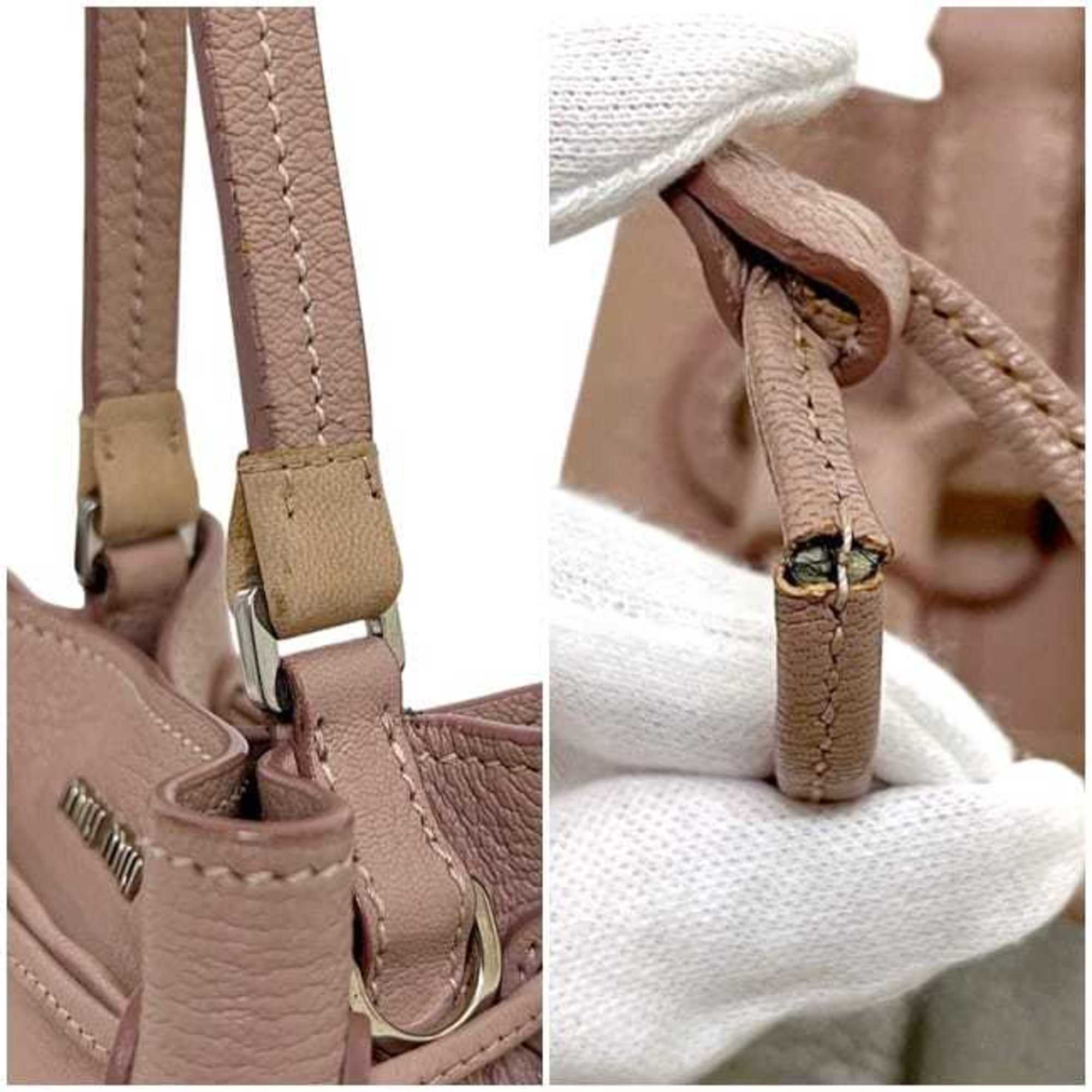 Miu Miu Pink Silver Leather Shoulder Bag (Pre-Owned)