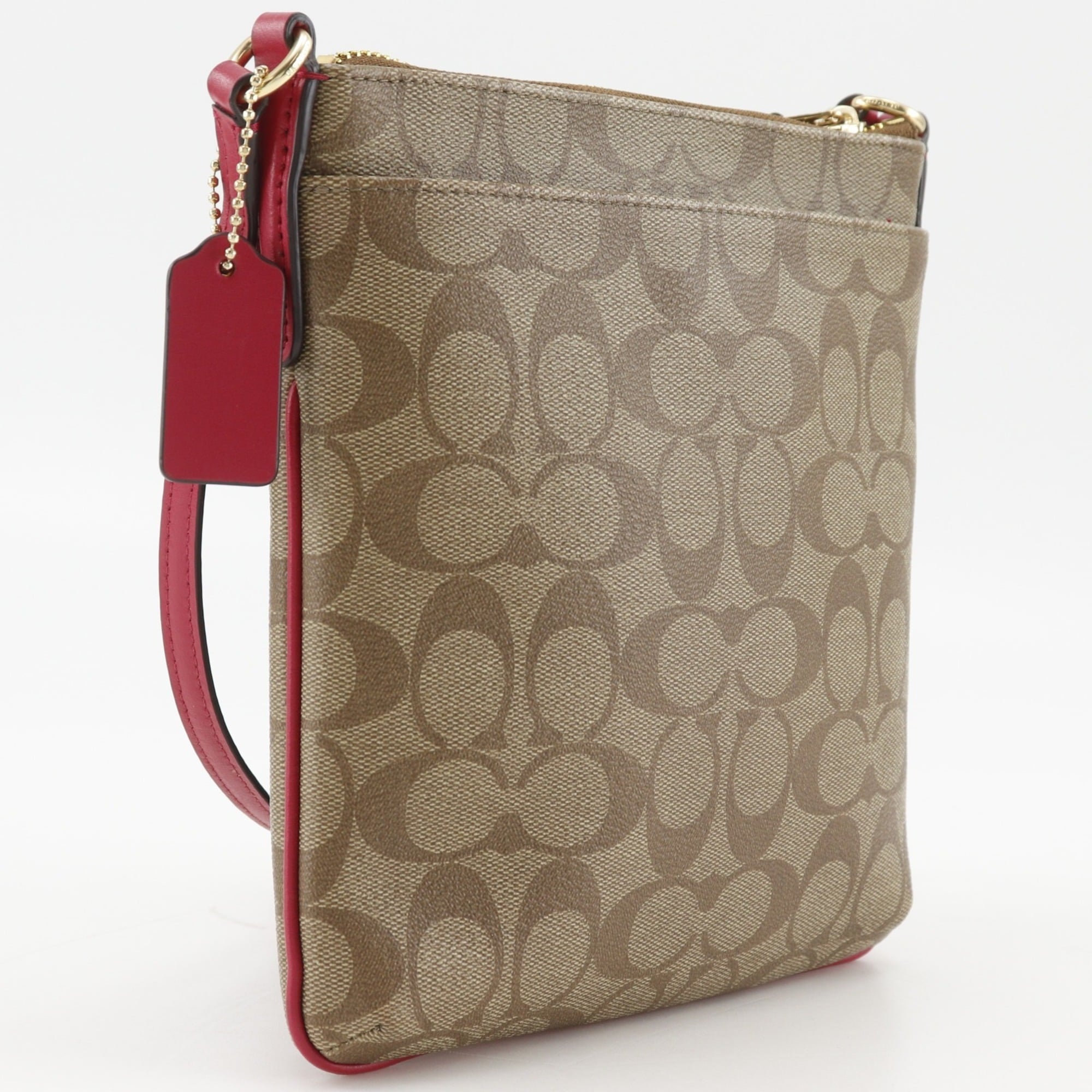 Coach Signature Brown Signature Line Shoulder Bag (Pre-Owned)
