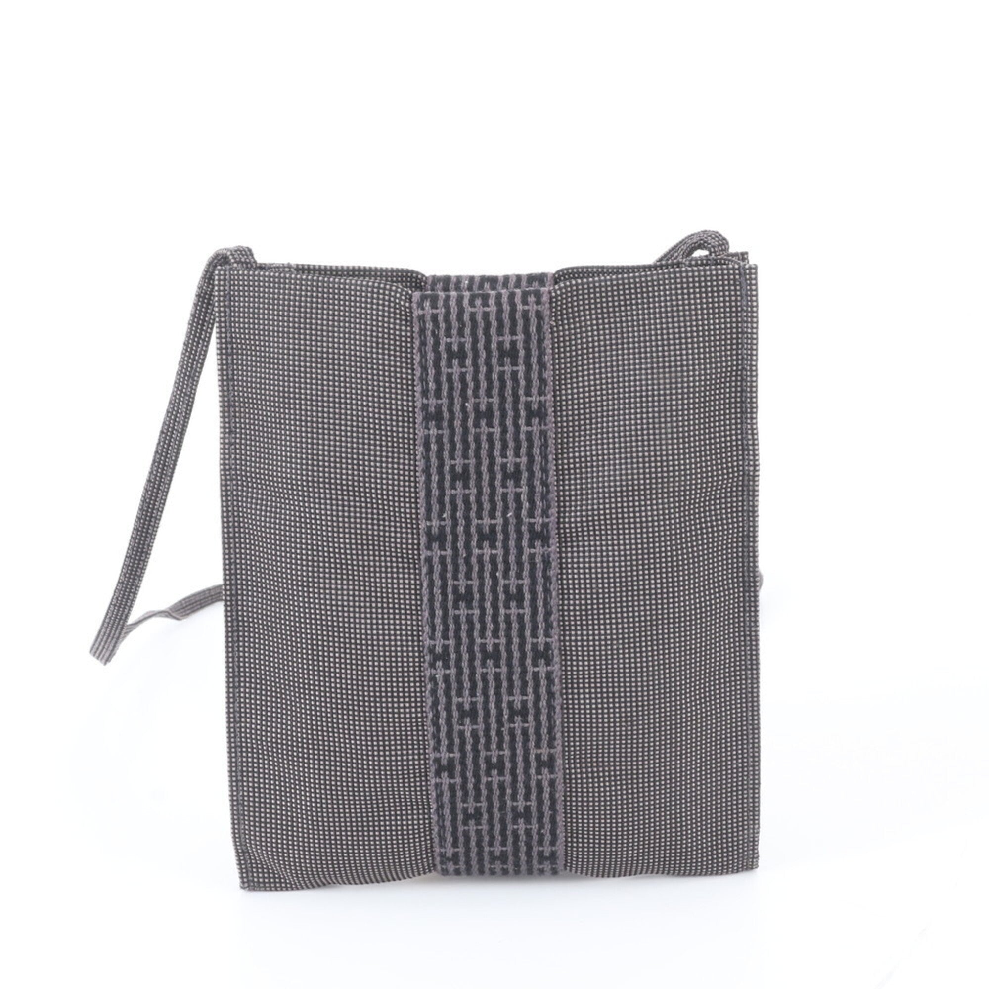 Hermes Her Line Black Canvas Pochette Shoulder Bag (Pre-Owned)
