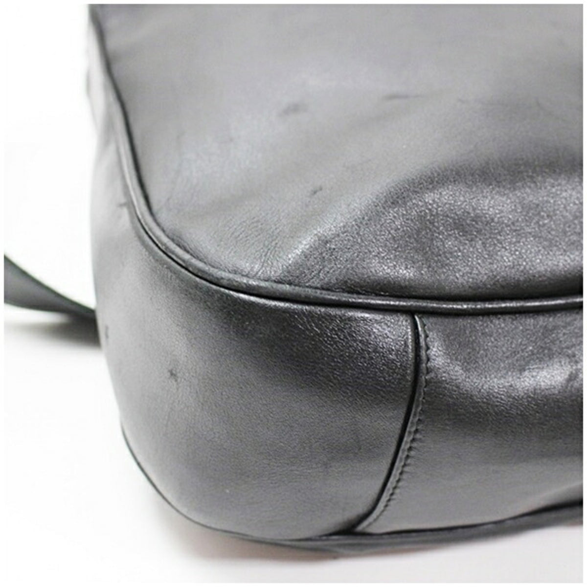 Gucci Black Gray Leather Shoulder Bag (Pre-Owned)
