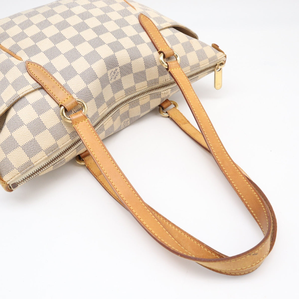 Louis Vuitton Azur Beige Brown Leather Coated Canvas Handbag (Pre-Owned)