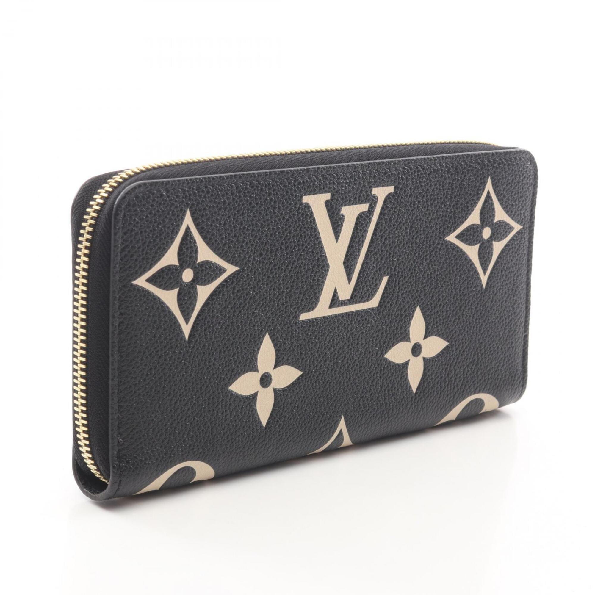 Louis Vuitton Monogram Empreinte Beige Black Leather Long Wallet (Bi-Fold) (Pre-Owned)
