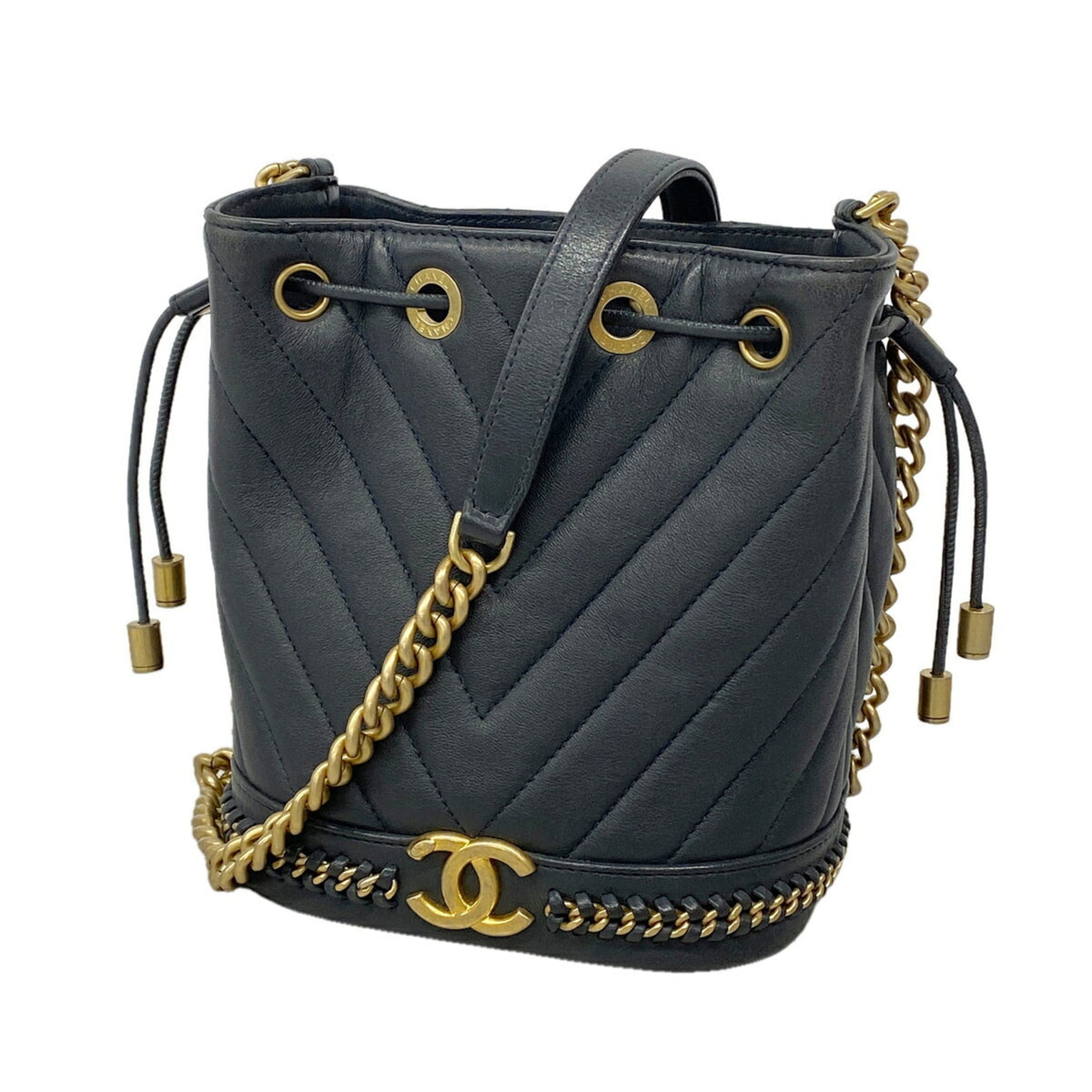 Chanel Navy Leather Shoulder Bag (Pre-Owned)