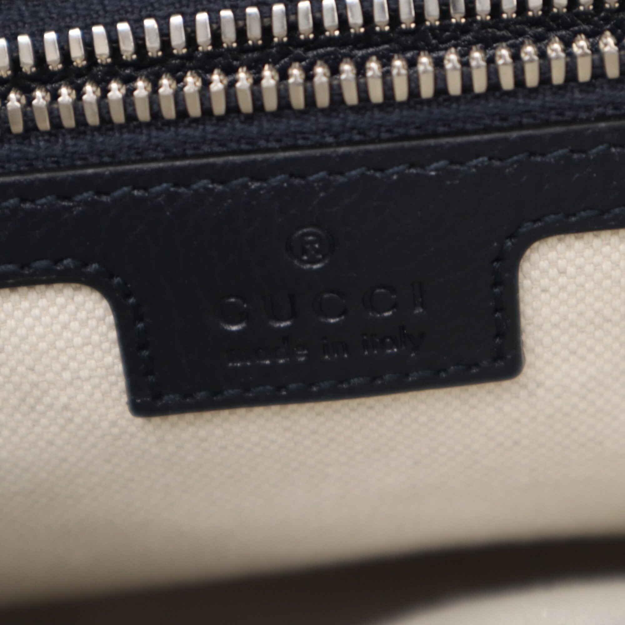 Gucci Ophidia Navy Black Canvas Leather Shoulder Bag (Pre-Owned)