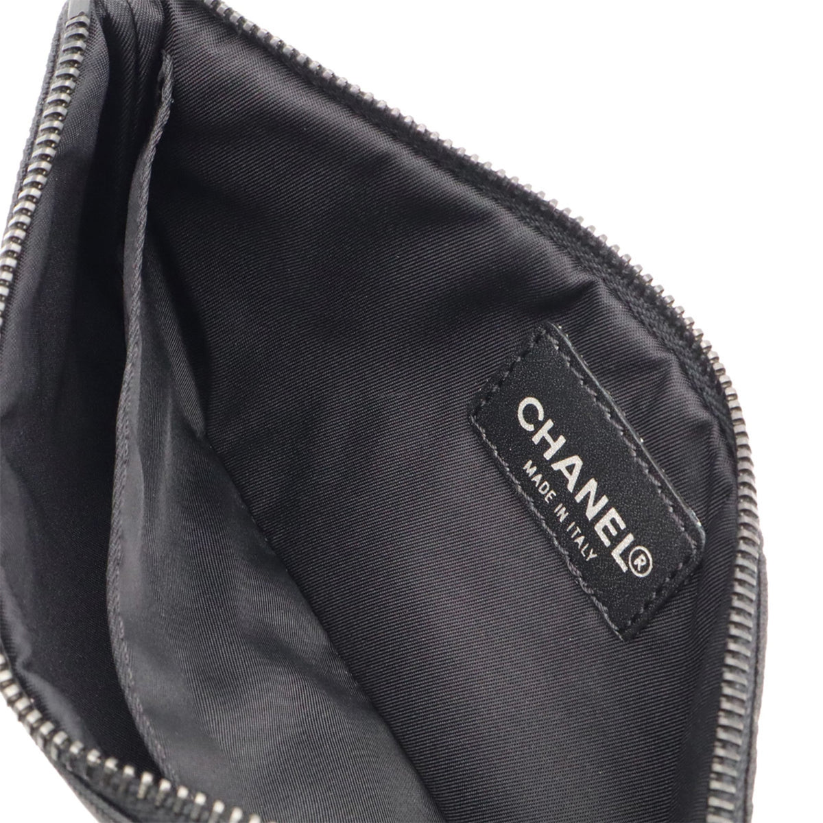 Chanel New Travel Line Black Nylon Jacquard Leather Handbag Pouch (Pre-Owned)