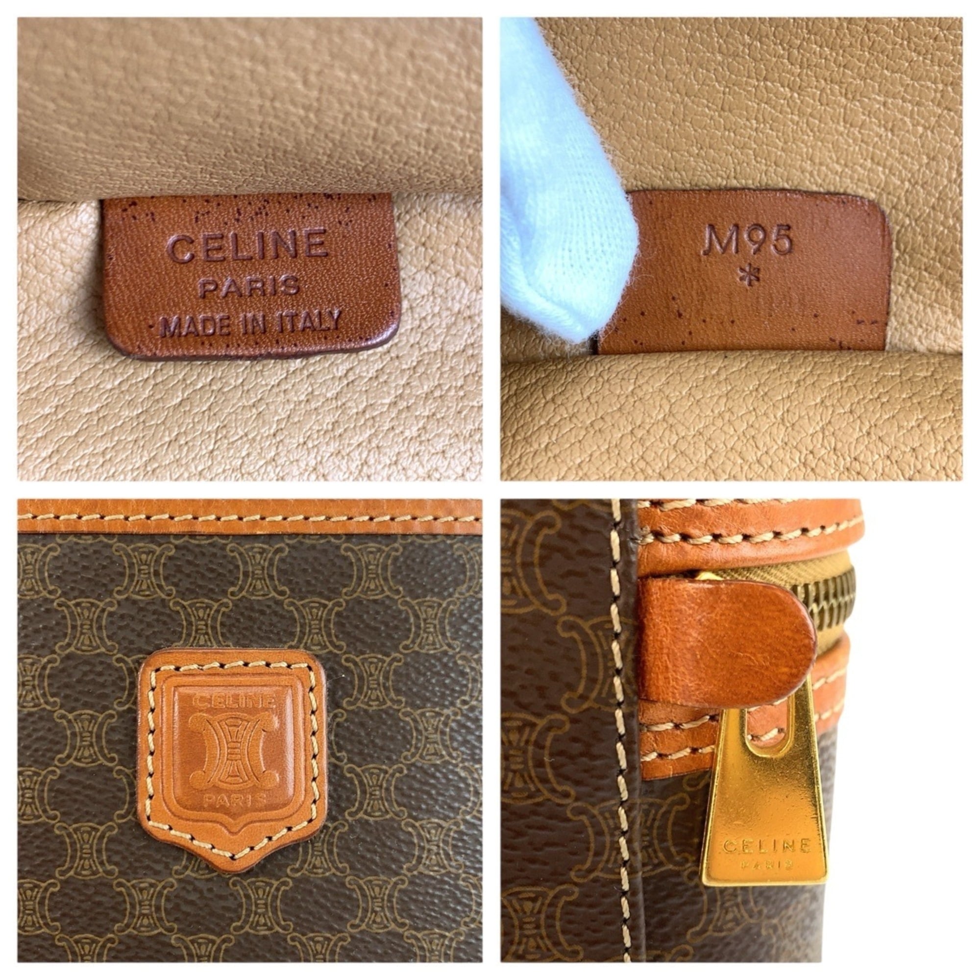 Celine Brown Leather Pvc Handbag Vanity Bag (Pre-Owned)