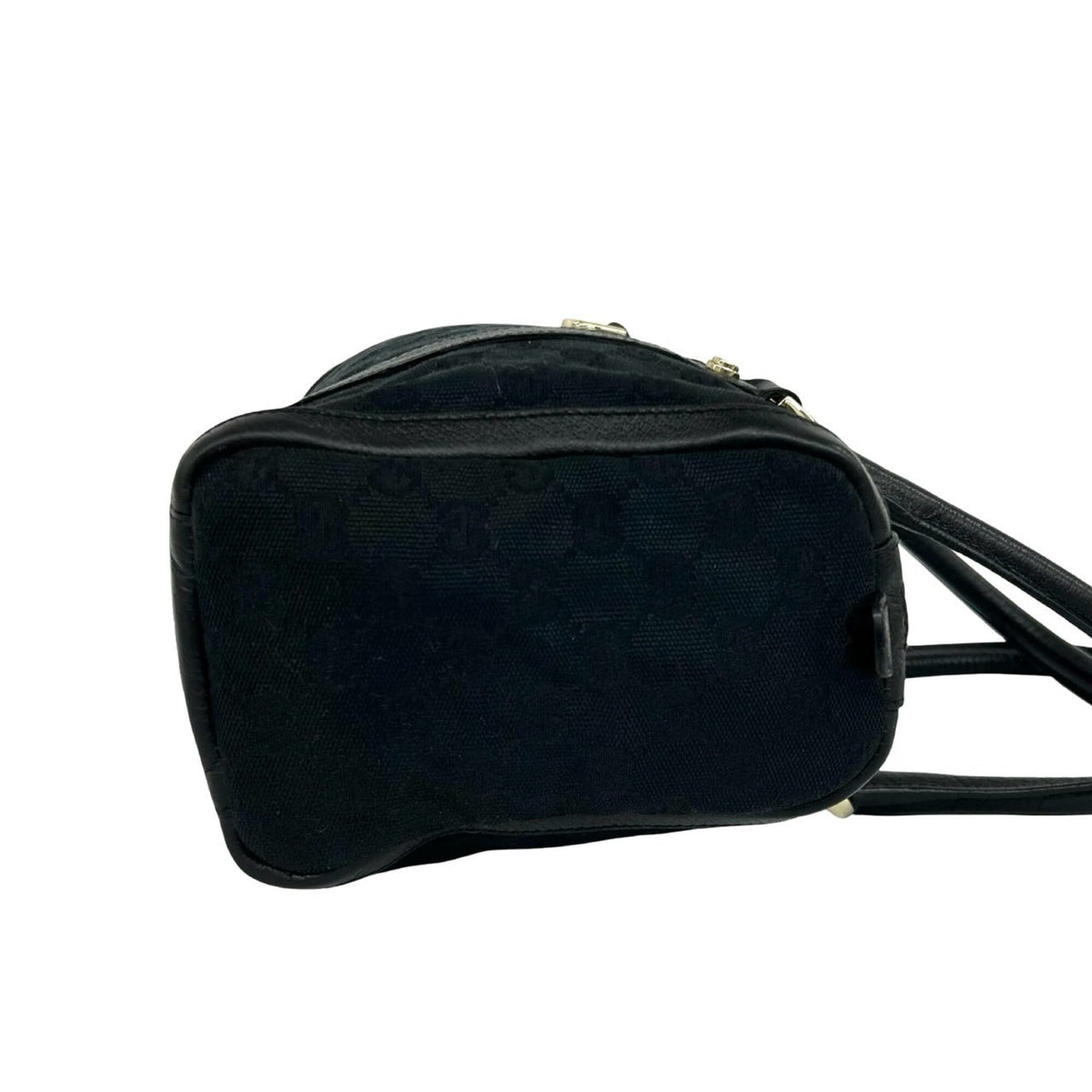 Gucci Black Canvas Leather Boston Bag Handbag (Pre-Owned)