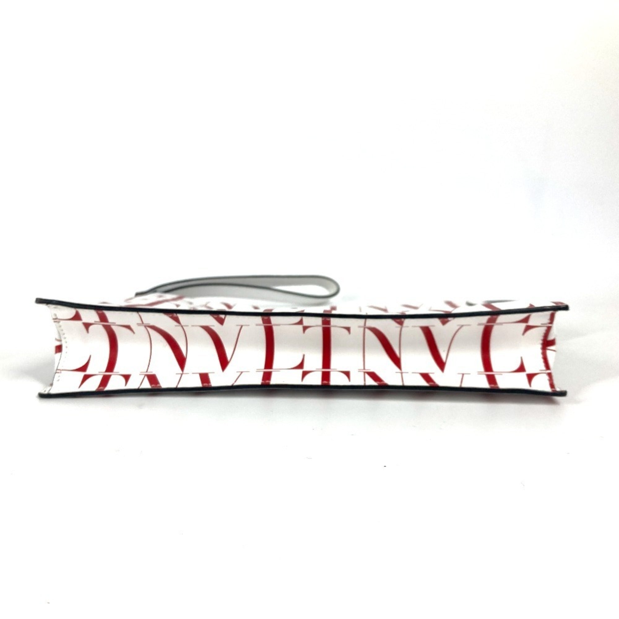 Valentino Garavani Red Color White Leather Pouch (Pre-Owned)