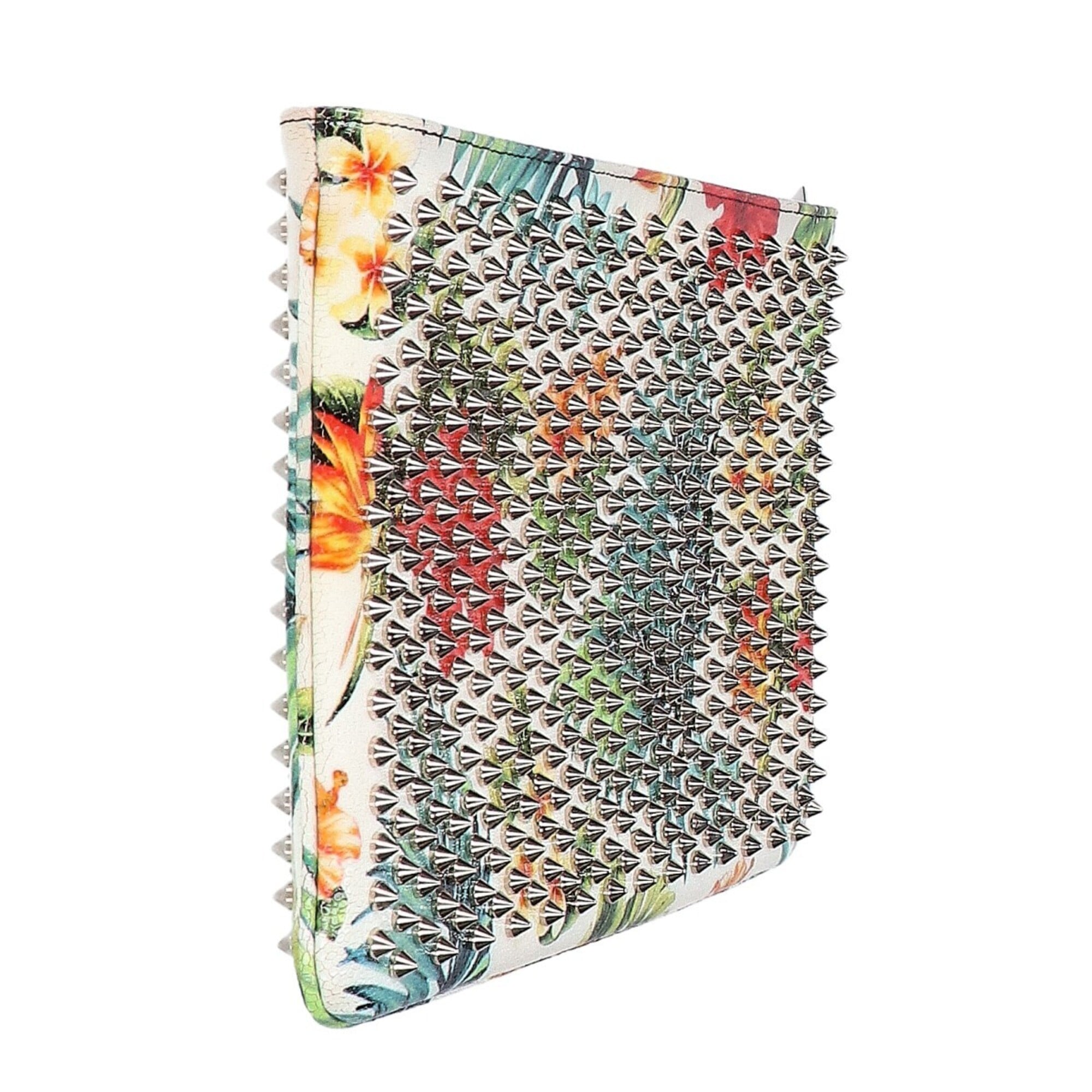 Christian Louboutin Silver White Leather Clutch Bag (Pre-Owned)