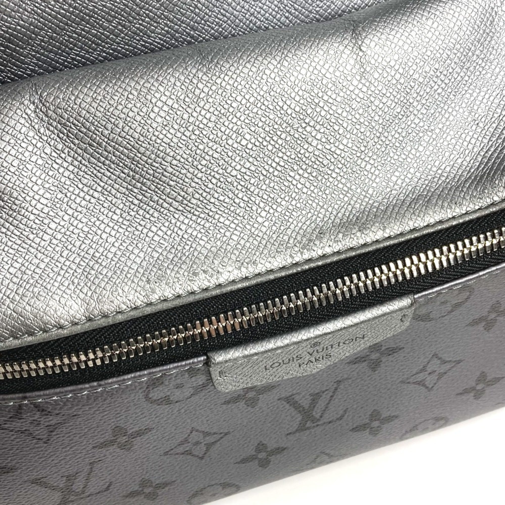 Louis Vuitton Taigarama Silver Taiga Leather Monogram Backpack (Pre-Owned)