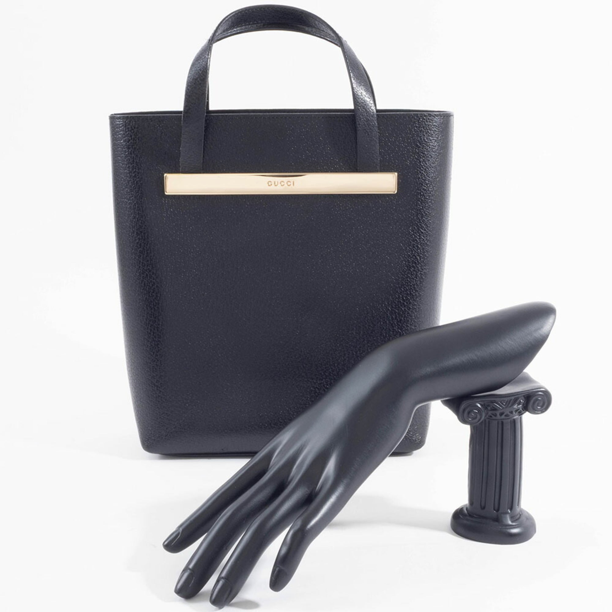 Gucci Black Leather Handbag Tote Bag (Pre-Owned)