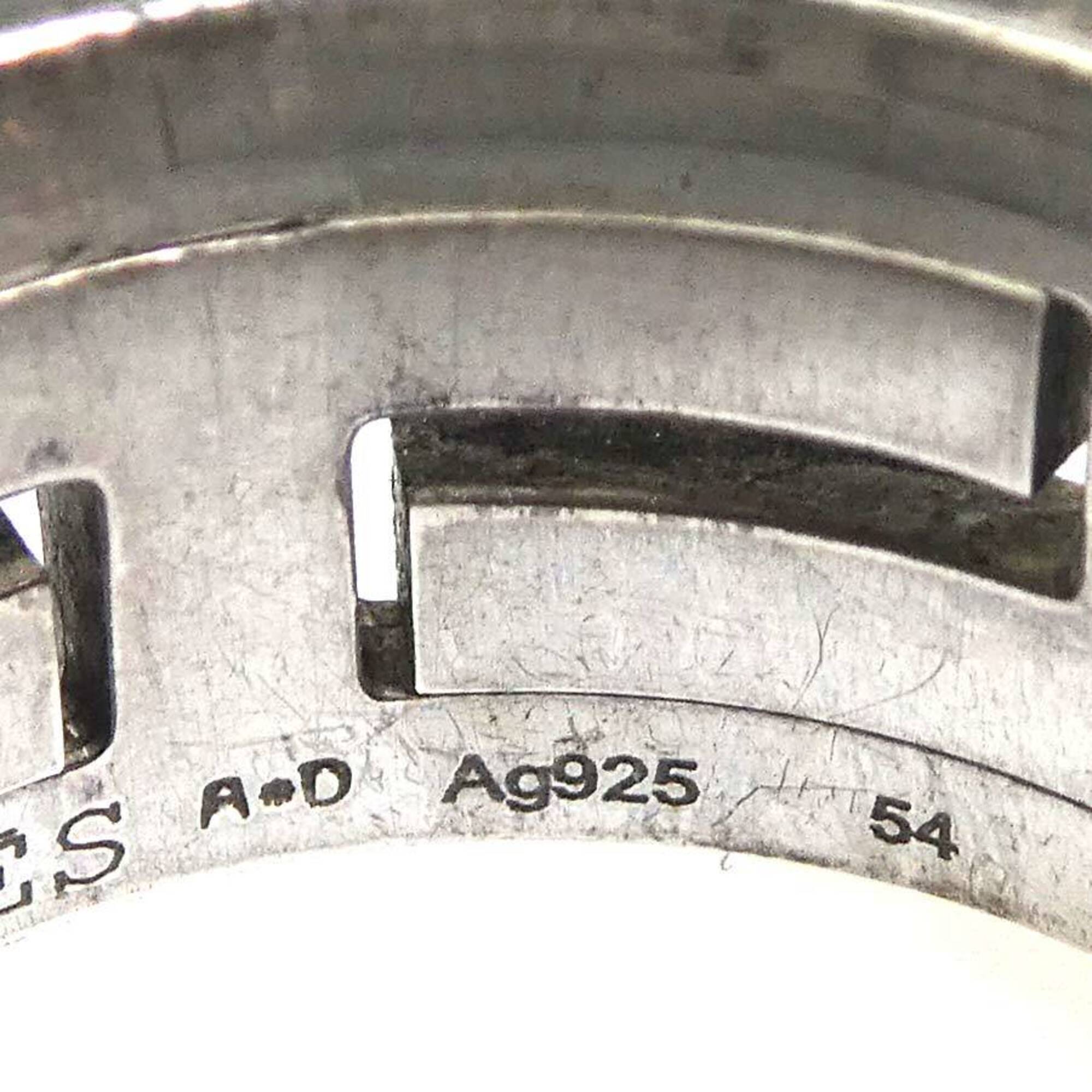Hermes Silver Cream Silver 925 Band Ring (Pre-Owned)