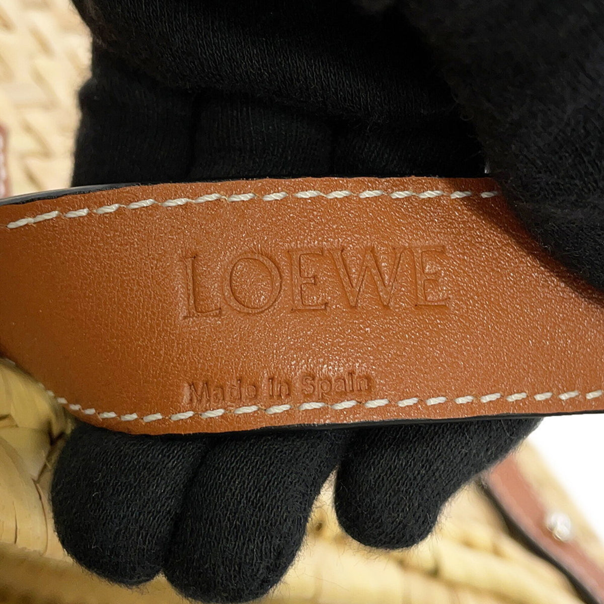 Loewe Brown Orange Raffia Leather Basket Tote Bag (Pre-Owned)