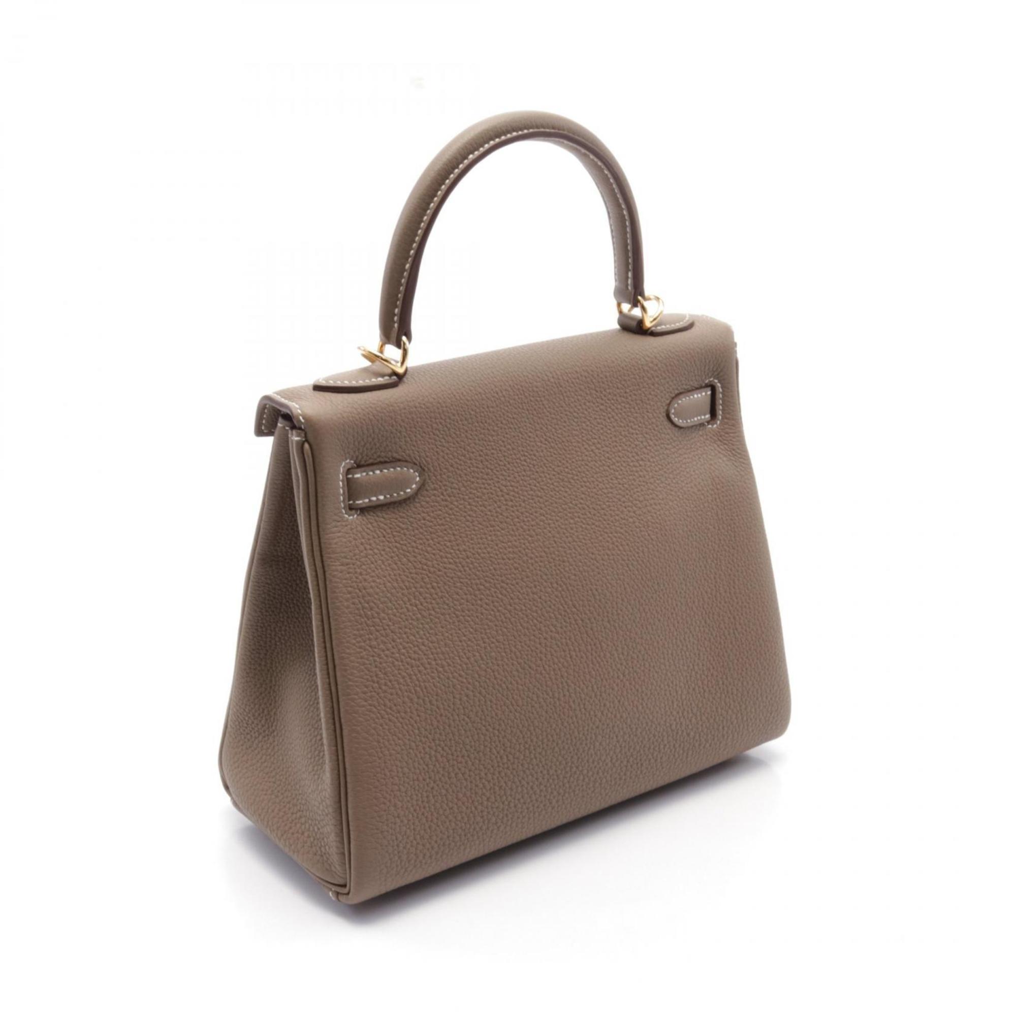 Hermes Brown Etoupe Gray Togo Leather Handbag (Pre-Owned)