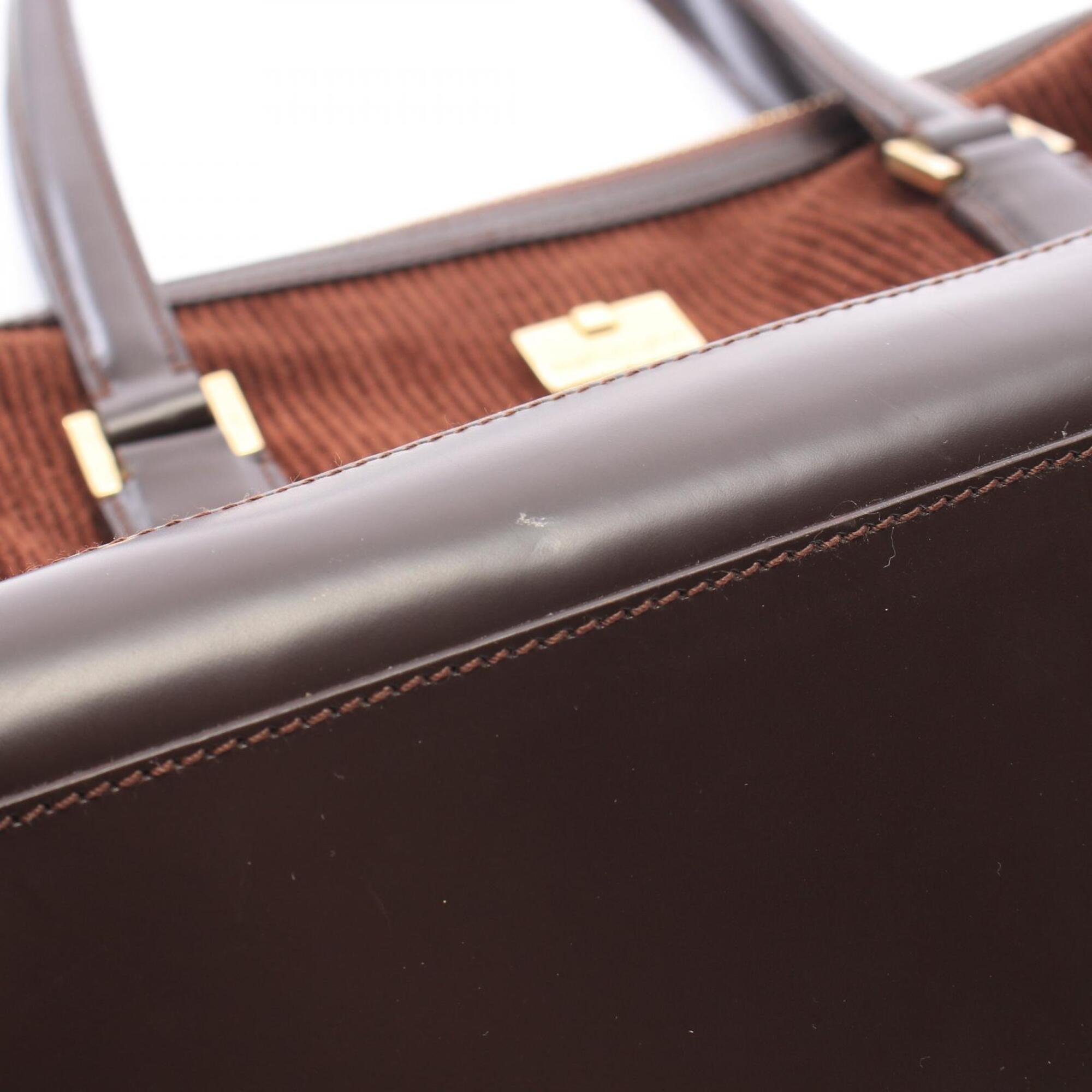 Salvatore Ferragamo Brown Leather Fabric Handbag (Pre-Owned)