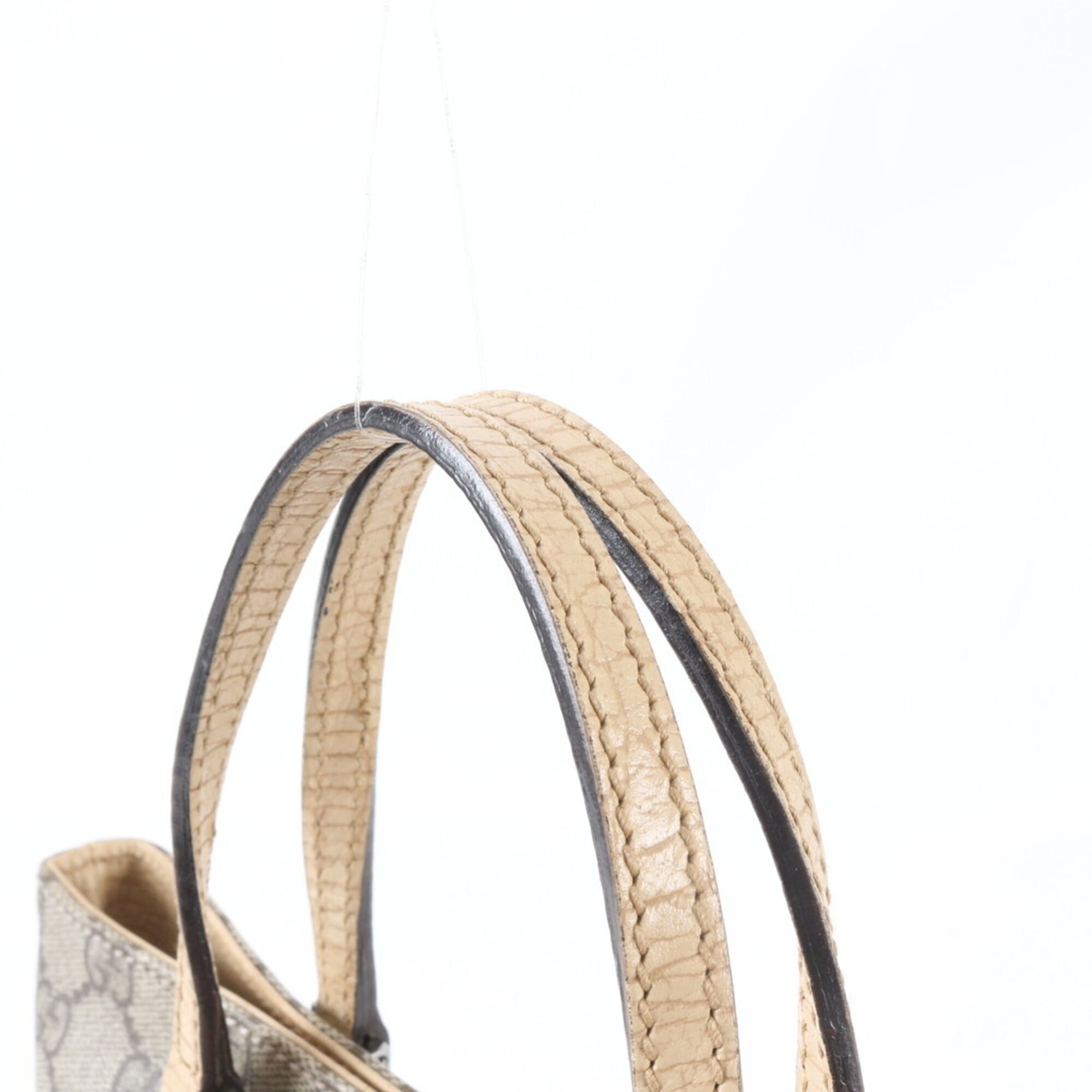 Gucci Beige Leather Coated Canvas Handbag Shoulder Bag Tote Bag (Pre-Owned)
