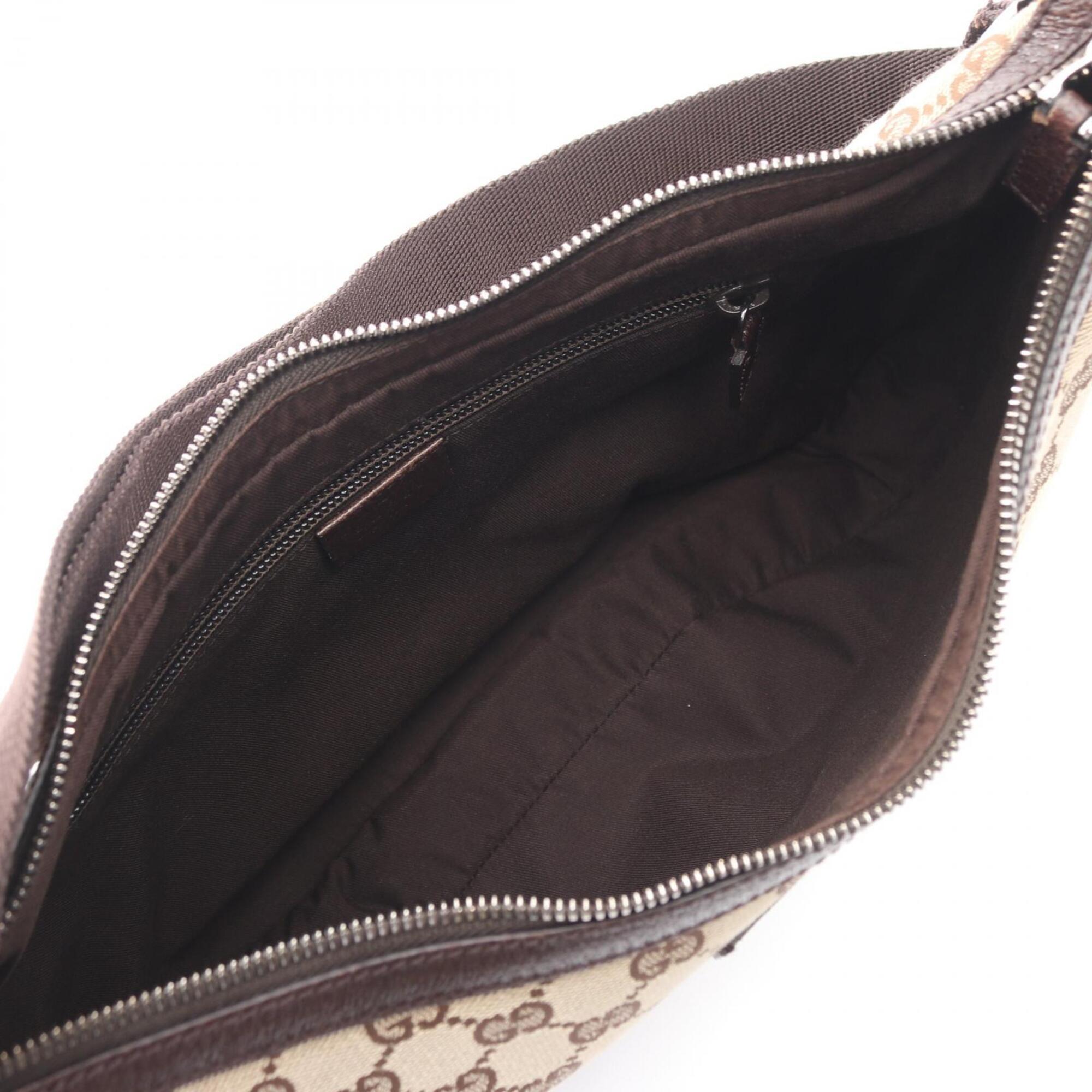 Gucci Beige Brown Canvas Leather Handbag Shoulder Bag (Pre-Owned)